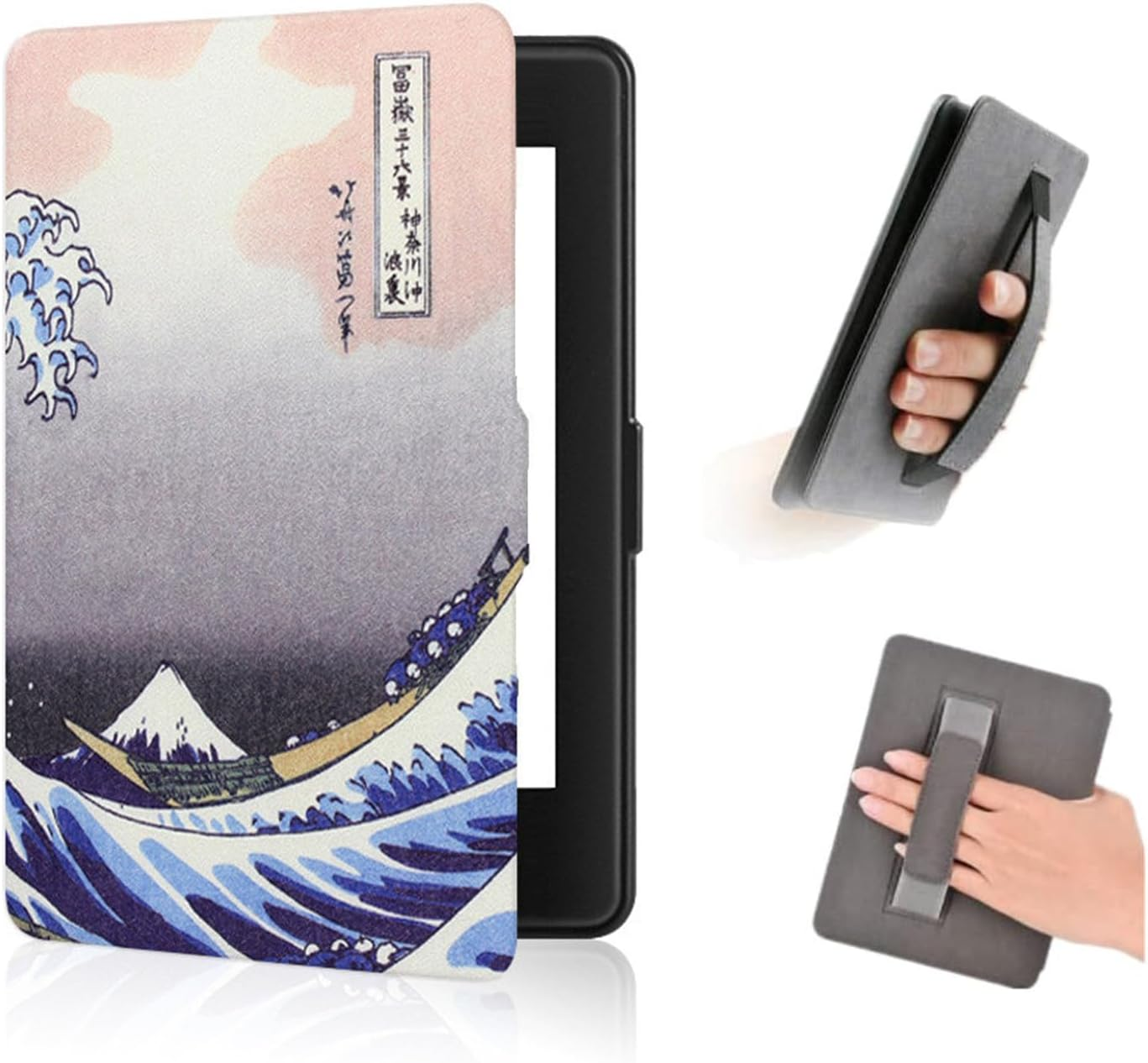 T Tersely Slimshell Case Cover with Hand Strap Belt for 7" All-New Kindle Paperwhite 12Th 2024 or Kindle Colorsoft 2025 1St Signature Edition, Magnetic Shell Cover, Magnetic Shell Cover - Wavy - Flowers image number 3