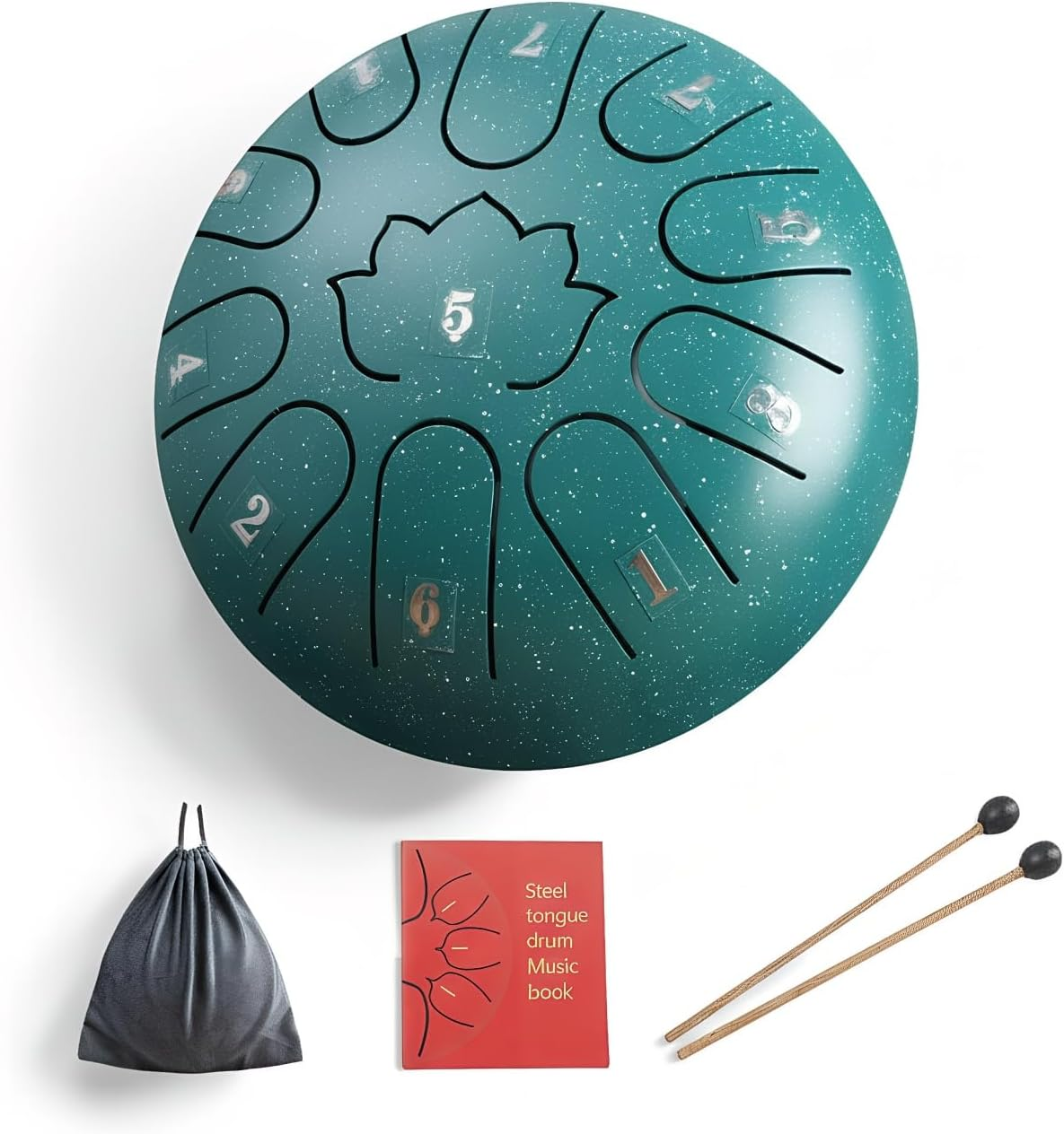 Musical Instruments Rain Drum - 7.09-Inch 11-Tone, Steel Tongue Drum Music Kit（Green） image number 5