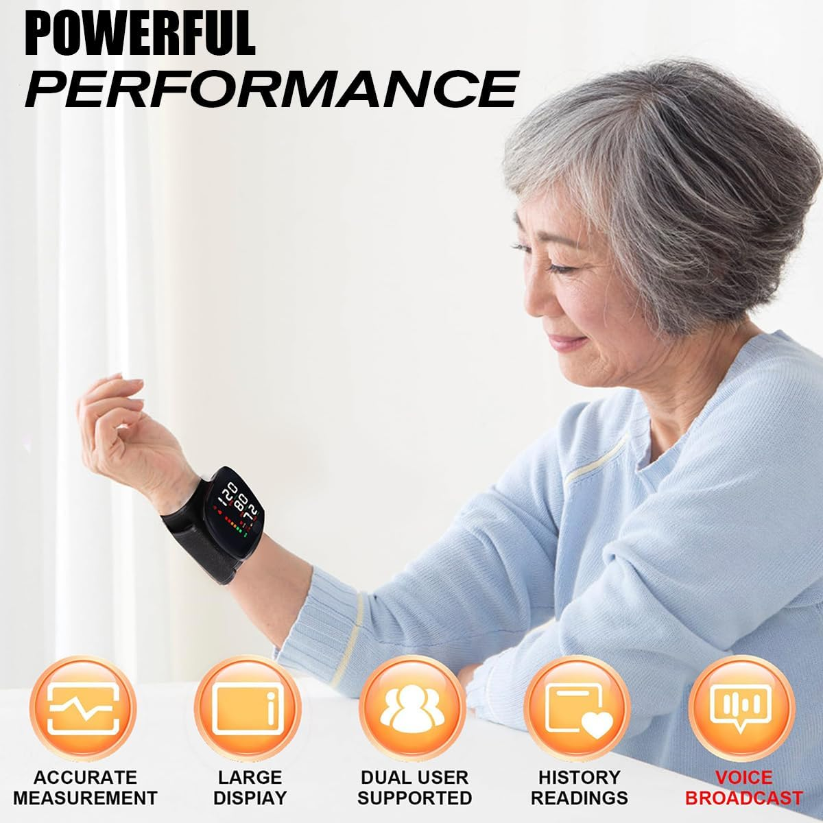 Wrist Blood Pressure Monitor LED Display, IGGDOQI Touch Screen Wrist Blood Pressure Cuff with Voice Broadcast & One Button Operation, 99X2 Reading Memory Wrist BP Monitor with Carrying Case (Black)