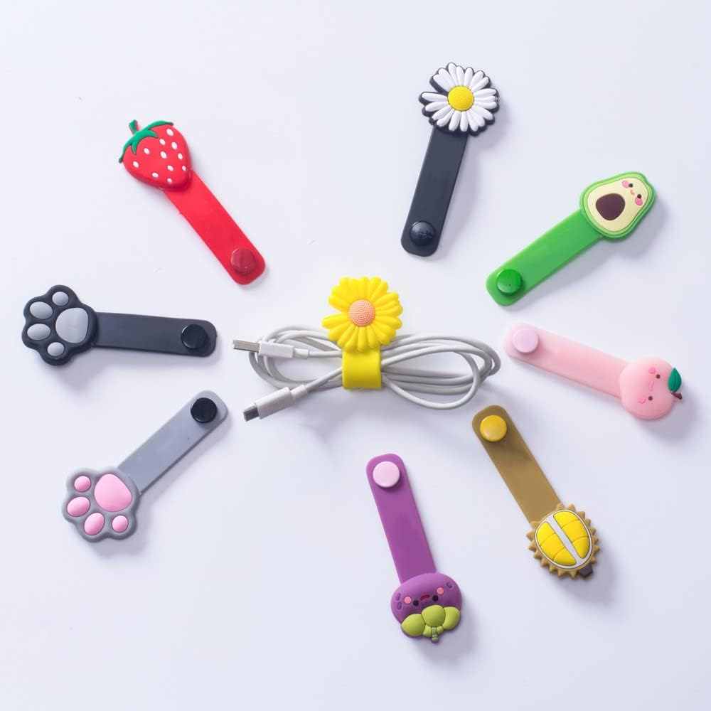12PCS Silicone Cable Organisers Reusable Straps Clips Wire Ties Cable Storage Metal Snap Silicone Magnetic Buckle for Phones, Headset, PC Computer Cable