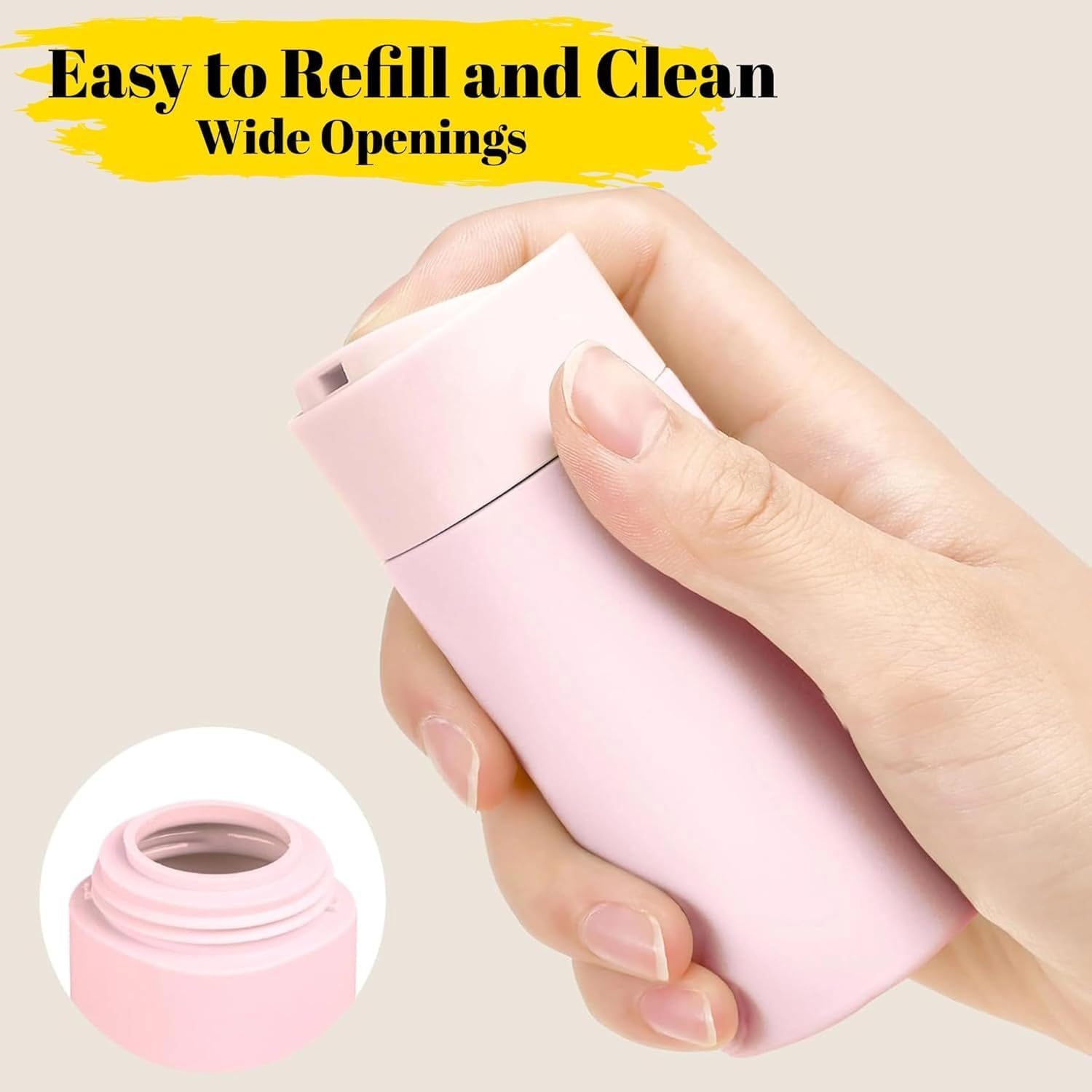 Mumoo Bear 5Pcs Travel Cream Dispenser Bottles Set Travel Bottles Toiletry Containers Set, TSA Approved, Travel Essentials, Beige, Modern image number 2