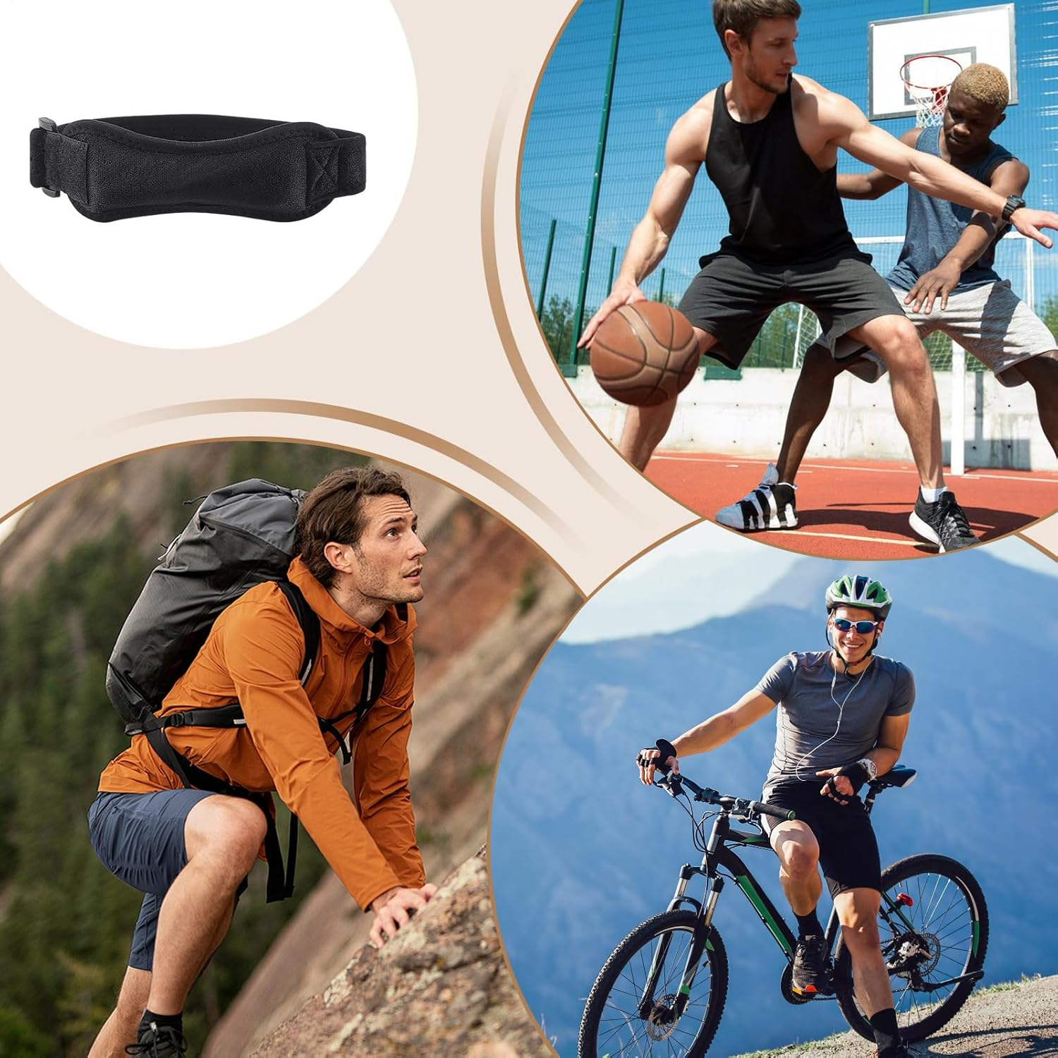 Knee Strap Patella Tendon Support - Patellar Brace Support | Shock-Absorbing Patella Band, Breathable Knee Brace for Mountain Climbing - Pink image number 5