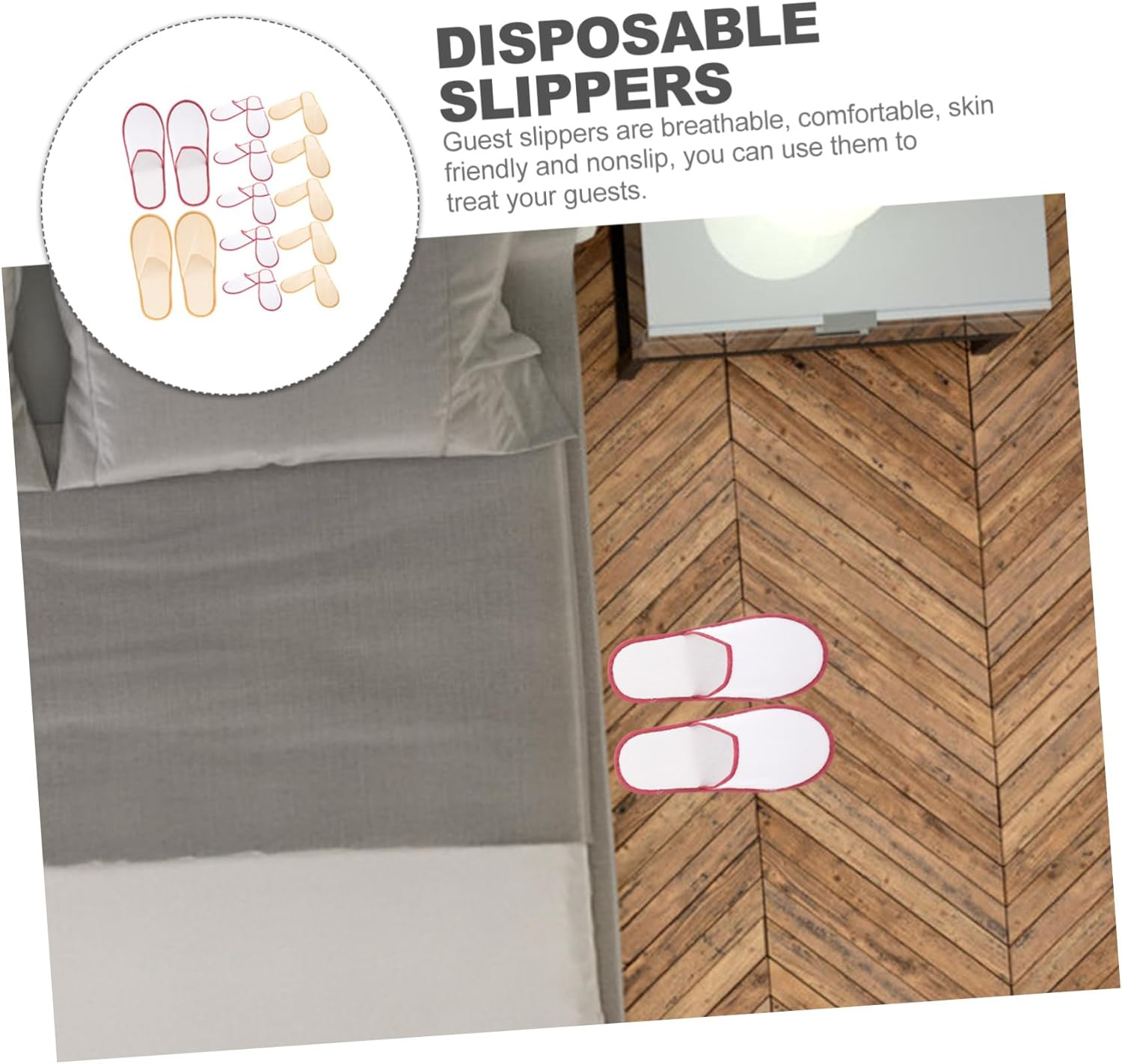 TOVINANNA 6Pairs Disposable Slippers Fleece Home Slippers for Guests Wedding Spa Bathroom image number 5