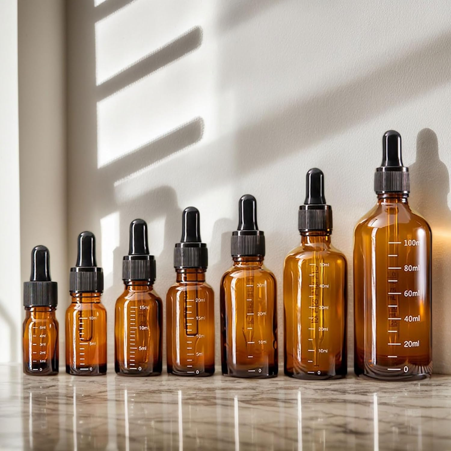 Glass Dropper Bottles 2 Pcs 100Ml Amber Refillable Dropper Bottle with Measured Eye Dropper for Essential Oils Perfume Travel Storage Leralsta image number 4