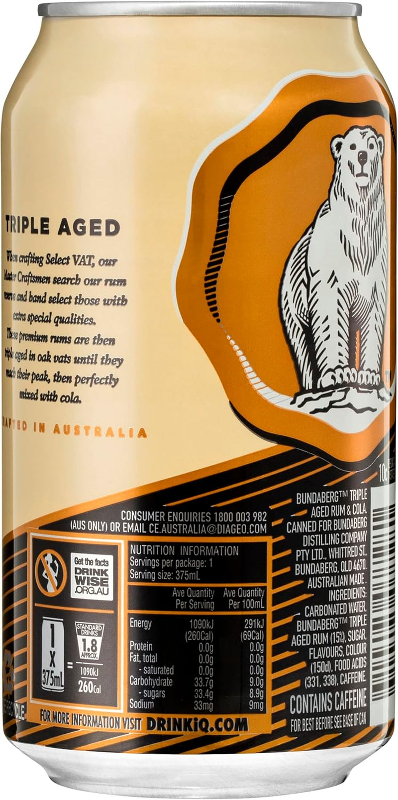 Bundaberg Select Vat Rum & Cola Cans 375Ml (Pack of 4)