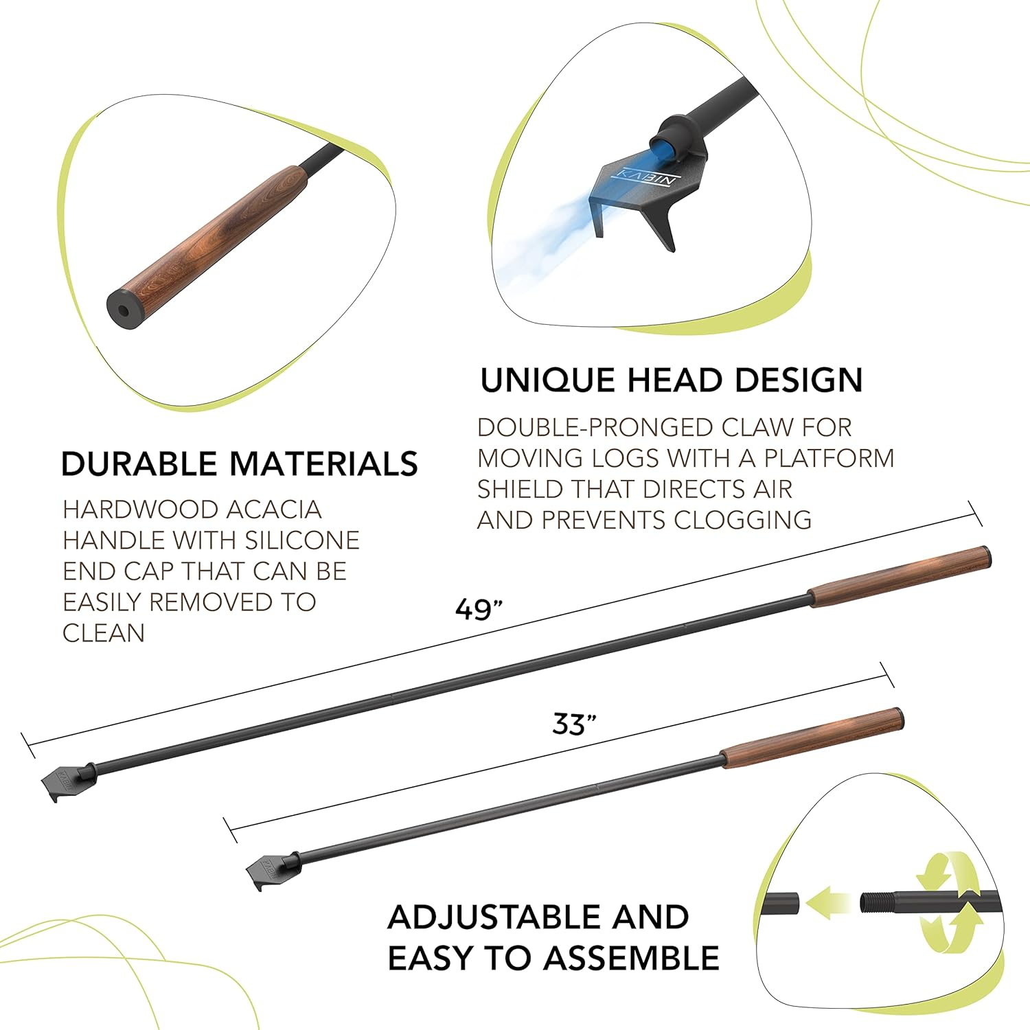 KABIN Blow Stick - Oxygenate Fire Safely & Easily - Multifunctional Fire Tool - Durable - Adjustable Length 33"-49". image number 5