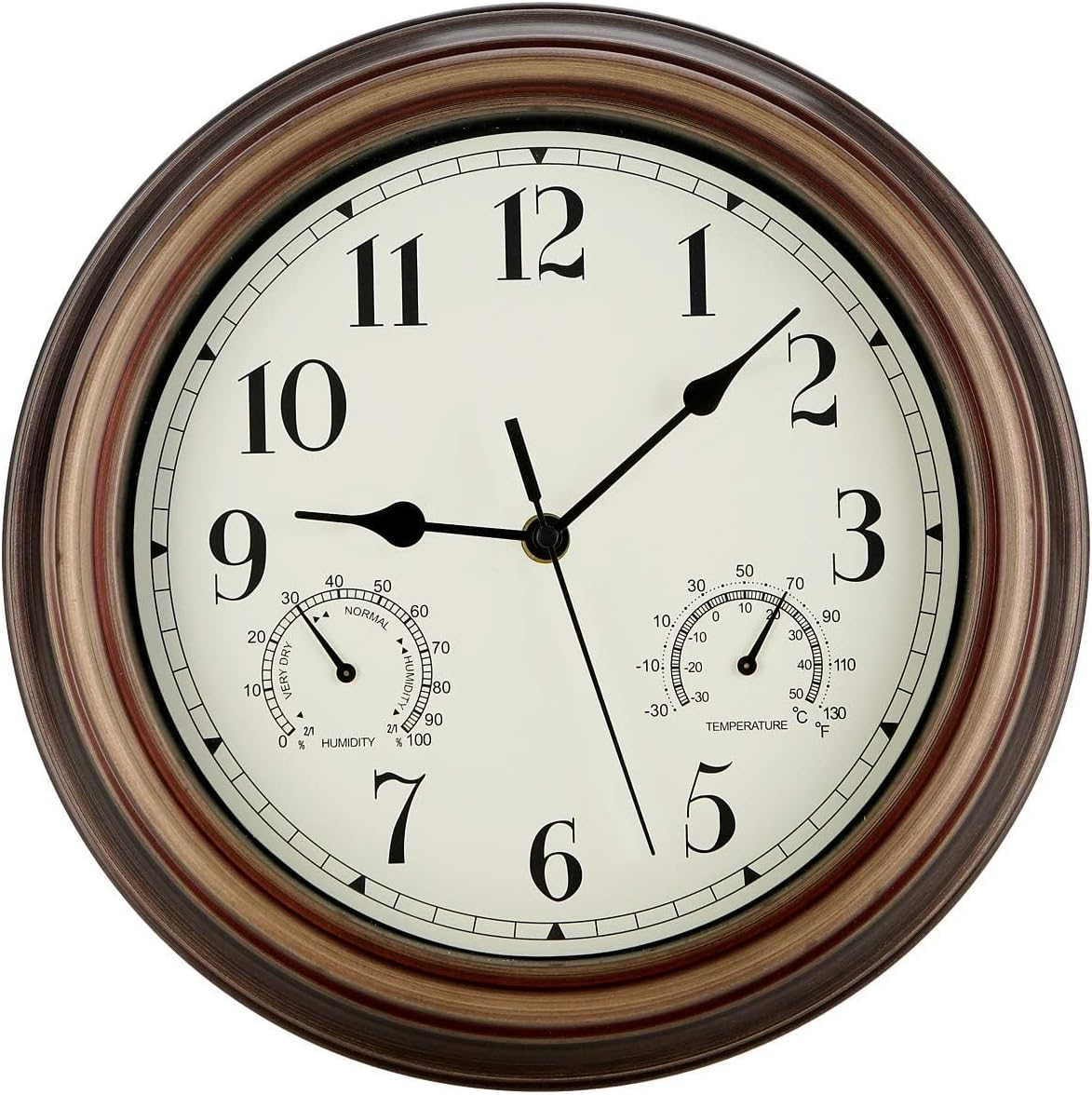 12 Inch Indoor Outdoor Wall Clock Waterproof with Temperature and Humidity Combo,Battery Operated Non Ticking Silent Clock Wall Decorative 1Pcs image number 2