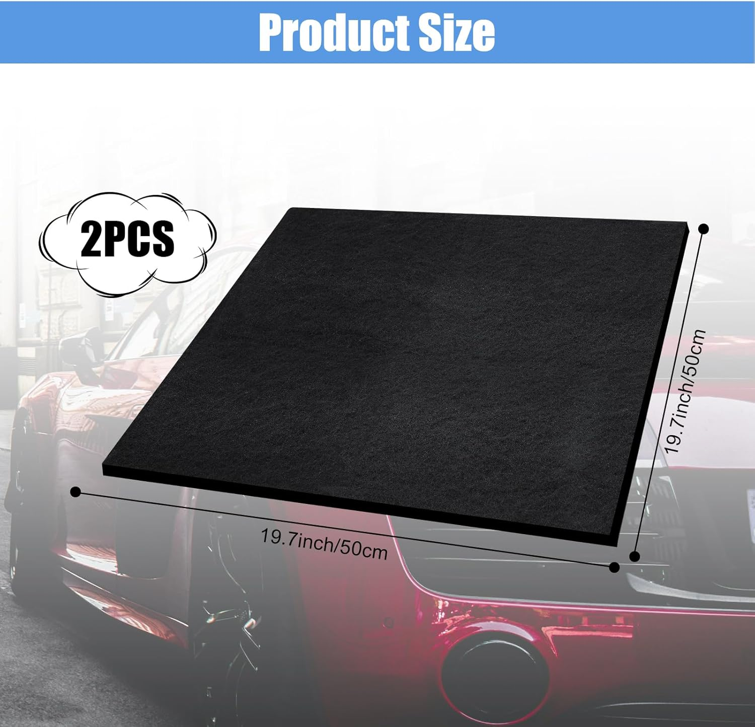 2Pcs 19.7'' Oil Drain Splash Pad, Square No-Splatter Pad Reliable anti Splash Oil Mat Fits for Most Oil Drains Oil Drain Pan Splash Pad for Car Changing Oil Transmission Drain Pan(Black) image number 3