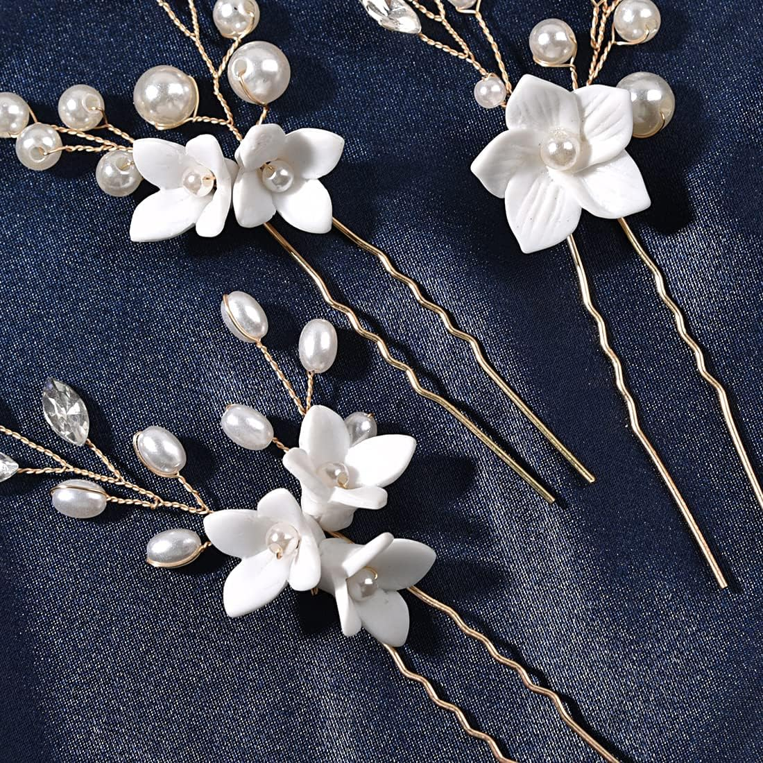 Pack of 3 Silver Wedding Flower Hair Pins Bridal Headpiece Wedding Hair Pieces Accessories for the Bride image number 1