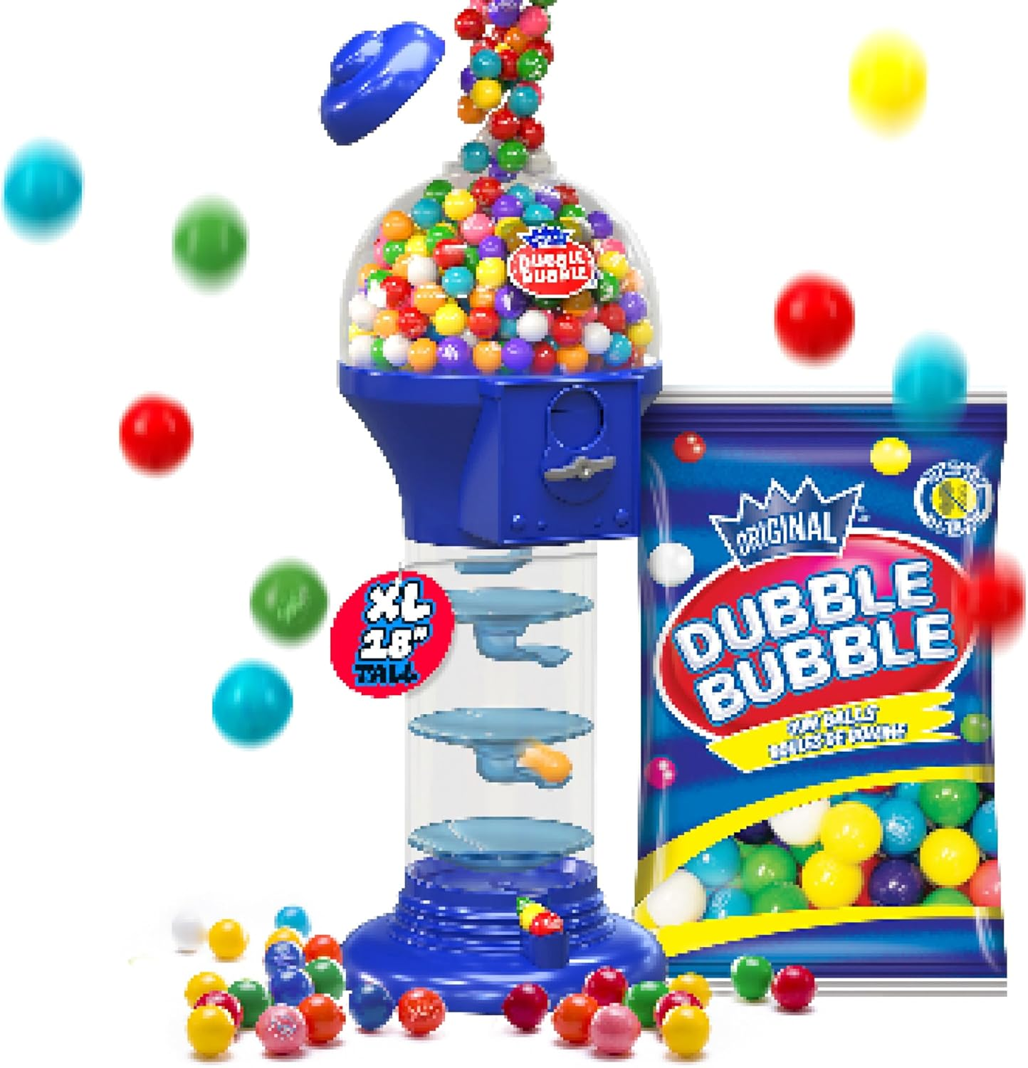 Playo 18" Big Spiral Gumball Machine Toy - Includes Aprox 113 Gum Balls - Kids Dubble Bubble Twirling Style Candy Dispenser - Birthday Parties, Novelties, Party Favors and Supplies (Blue, 18") image number 2