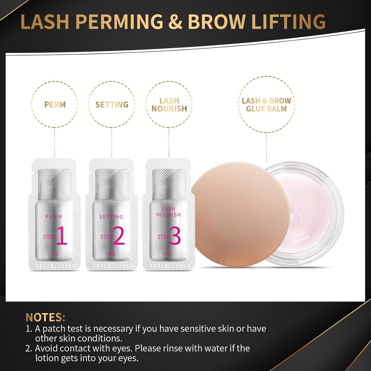 Lash Lift Kit by DONG RHYME - Professional Eyelash Perm Kit Sturdy Result, Small Disposable Packages Eyelash Lift Kit with Harmless Ingredients, Newbie Friendly Brow Lamination Kit at Home Use