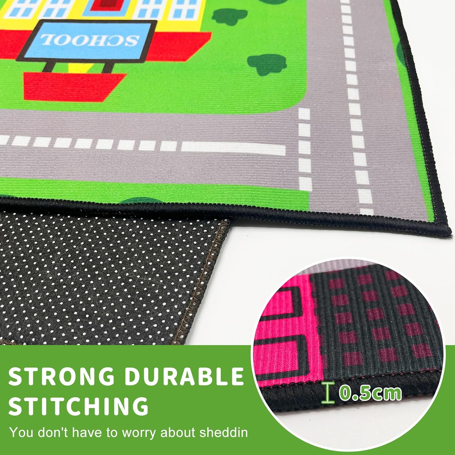 Kids Play Rug Carpet Town City Industrial Farm Road Car Mat 160X120Cm Kids Playmat Exercise Mat Learning Educational Area Rug for Children Boy Girl Kids Bedroom Playroom (Style B, 120X160Cm) image number 6