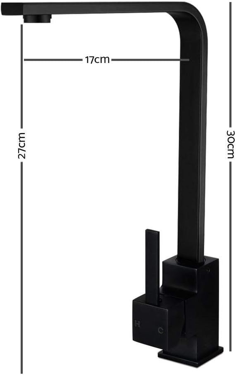 Cefito Kitchen Tap, 360&deg; Gooseneck Sink Mixer Taps Spray Head Rotating Faucet Water Aerator for Home Bathroom Laundry, Brass Body Hot and Cold Switch Black image number 5