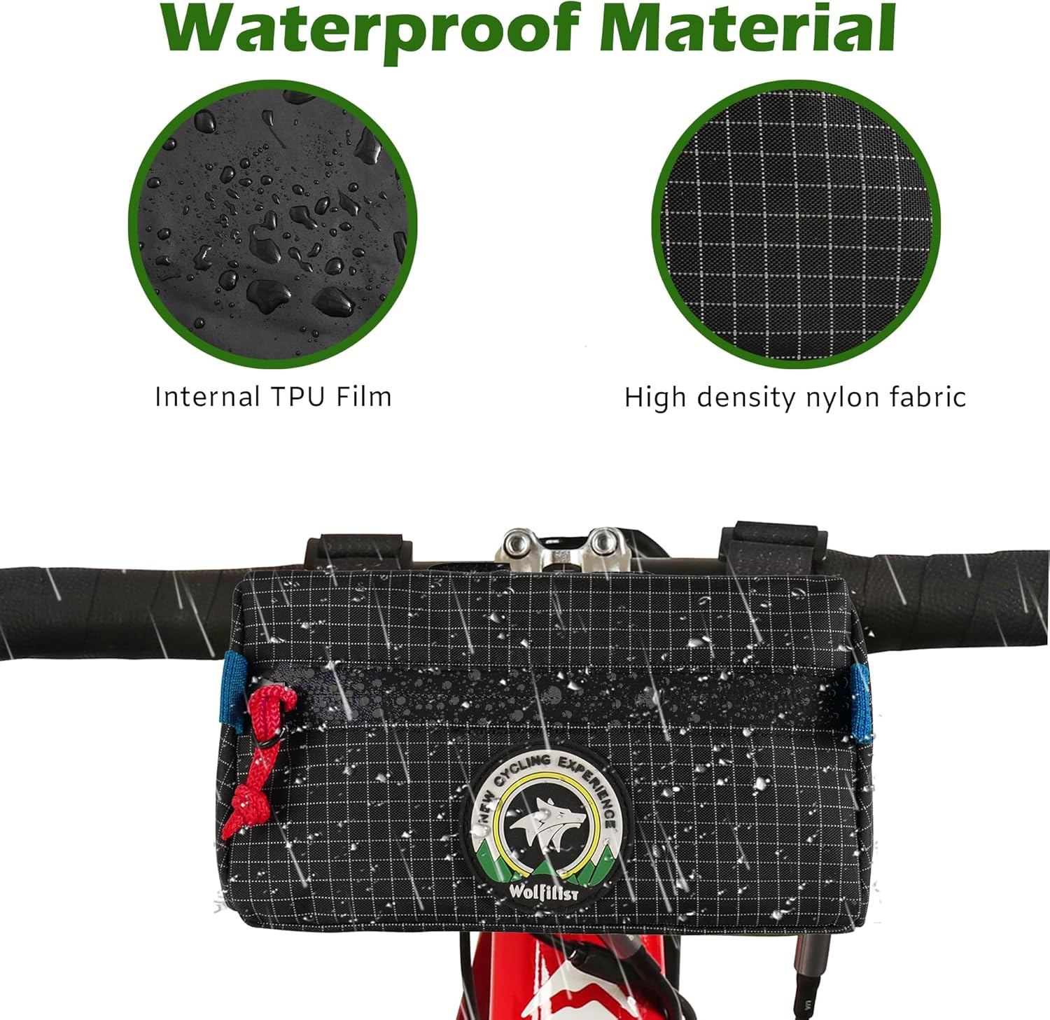 Bike Handlebar Bag, Kids Bicycle Front Basket Pack,Waterproof Bikes Bag,Small Bicycle Handle Bar Bag for Boys Girls Men Women (Black) image number 4