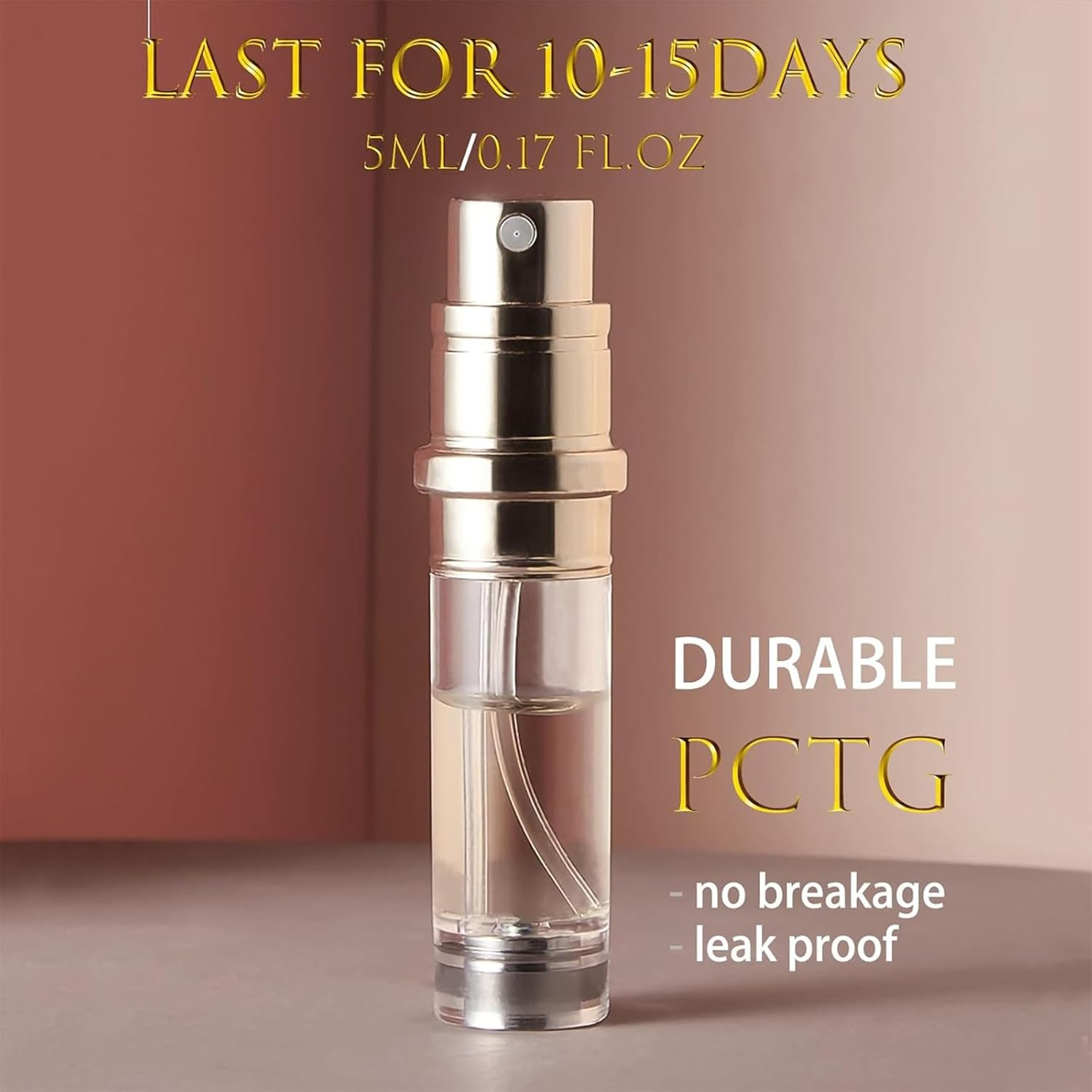 CVNRCLP 5Ml Travel Perfume Atomizer Spray Bottle &ndash; Leak-Proof Mini Refillable Perfume Dispenser for Men and Women - Gift in Elegant Gold Finish image number 5