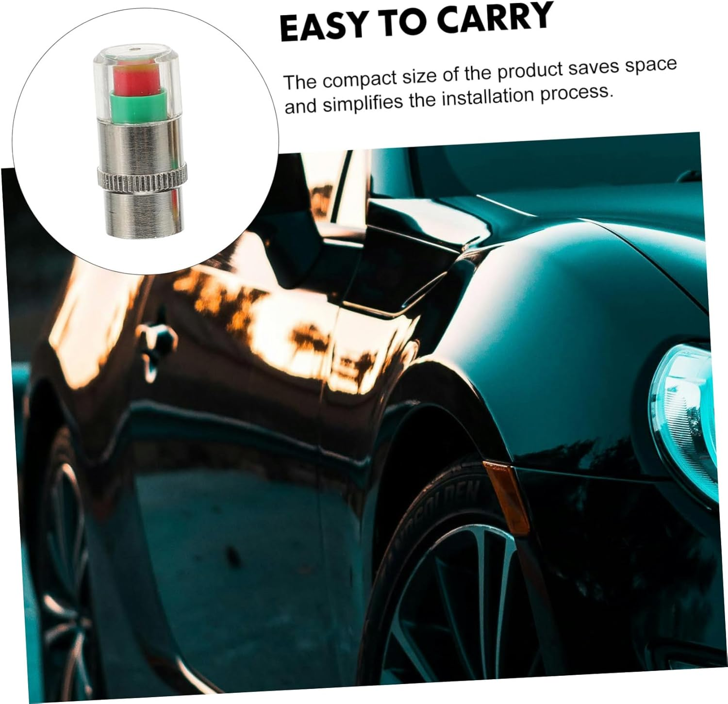 TINEASUR Tire Pressure Monitoring Cap Valve Stem Caps Car Tyre Valve Covers Air Pressure Monitor for Automotive Use in Garage Road Trip image number 1