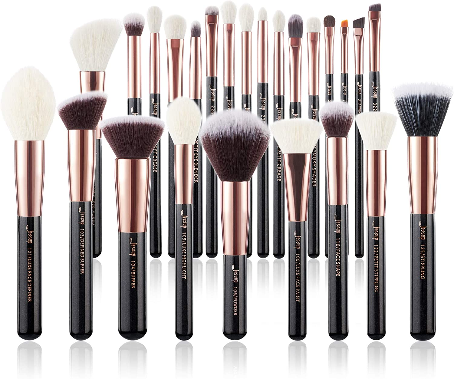 Jessup Makeup Brushes Set Professional, 25PCS Premium Natural Powder Foundation Eyeshadow Blending Concealer Blush Highlight Labeled Brushes, T280