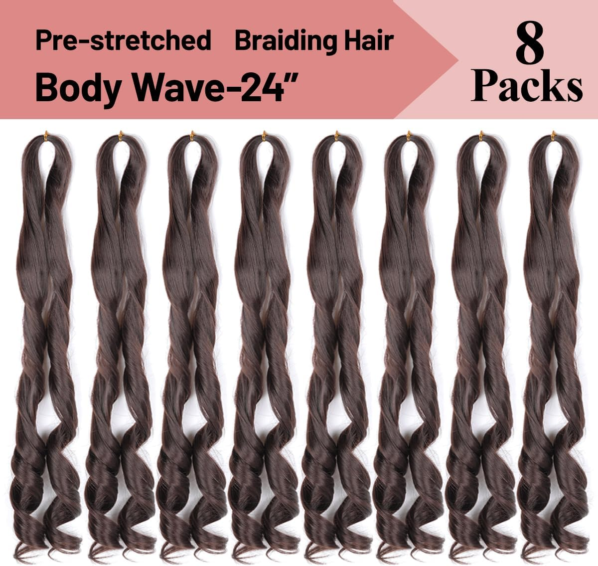 Luoyudu French Curly Braiding Hair,#4 Brown Synthetic Bouncy Braiding Hair Extensions 75G/Pack Crochet Hair Extensions 24Inch 8Pack French Curl Braiding Hair Extensions image number 6