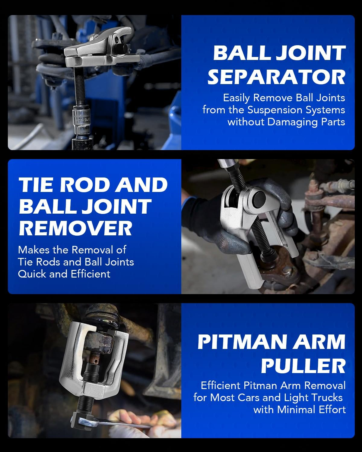 Orion Motor Tech 5PCS Ball Joint Separator Tie Rod End Remover Pitman Arm Puller Service Splitter Removal Tool Kit (BL) image number 2