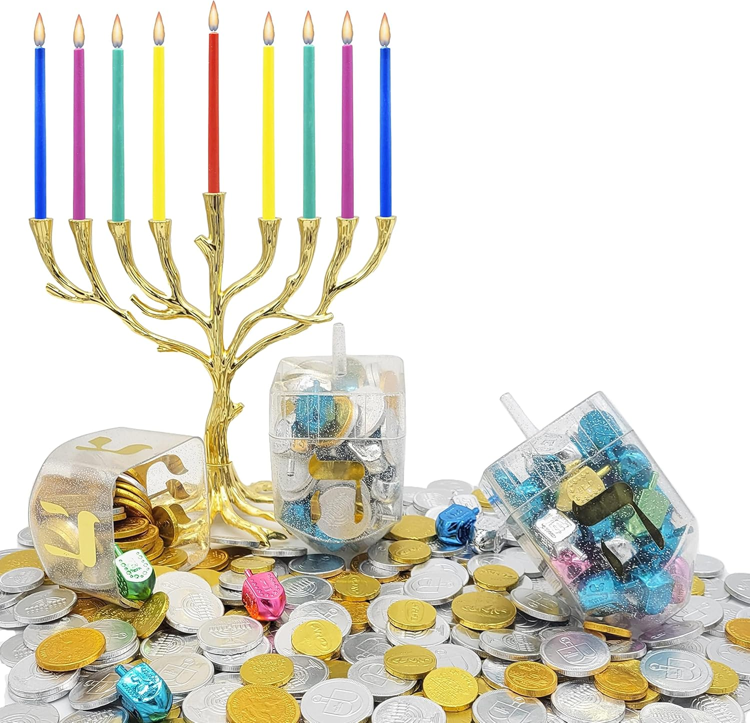 Jumbo Hanukkah Fillable Dreidel Assorted Colors Can Be Filled with Hanukkah Gelt or Hanukkah Chocolate (Single) image number 2