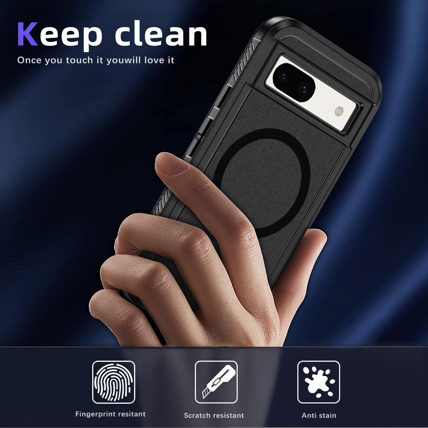 Asuwish Phone Case for Google Pixel 8 5G Compatible with Magsafe Tempered Glass Screen Protector Cell Cover Stand Rugged Shockproof Clear Magnetic Protective Pixel8 Eight Women Men (Black+Black) - (Black+Black) image number 3