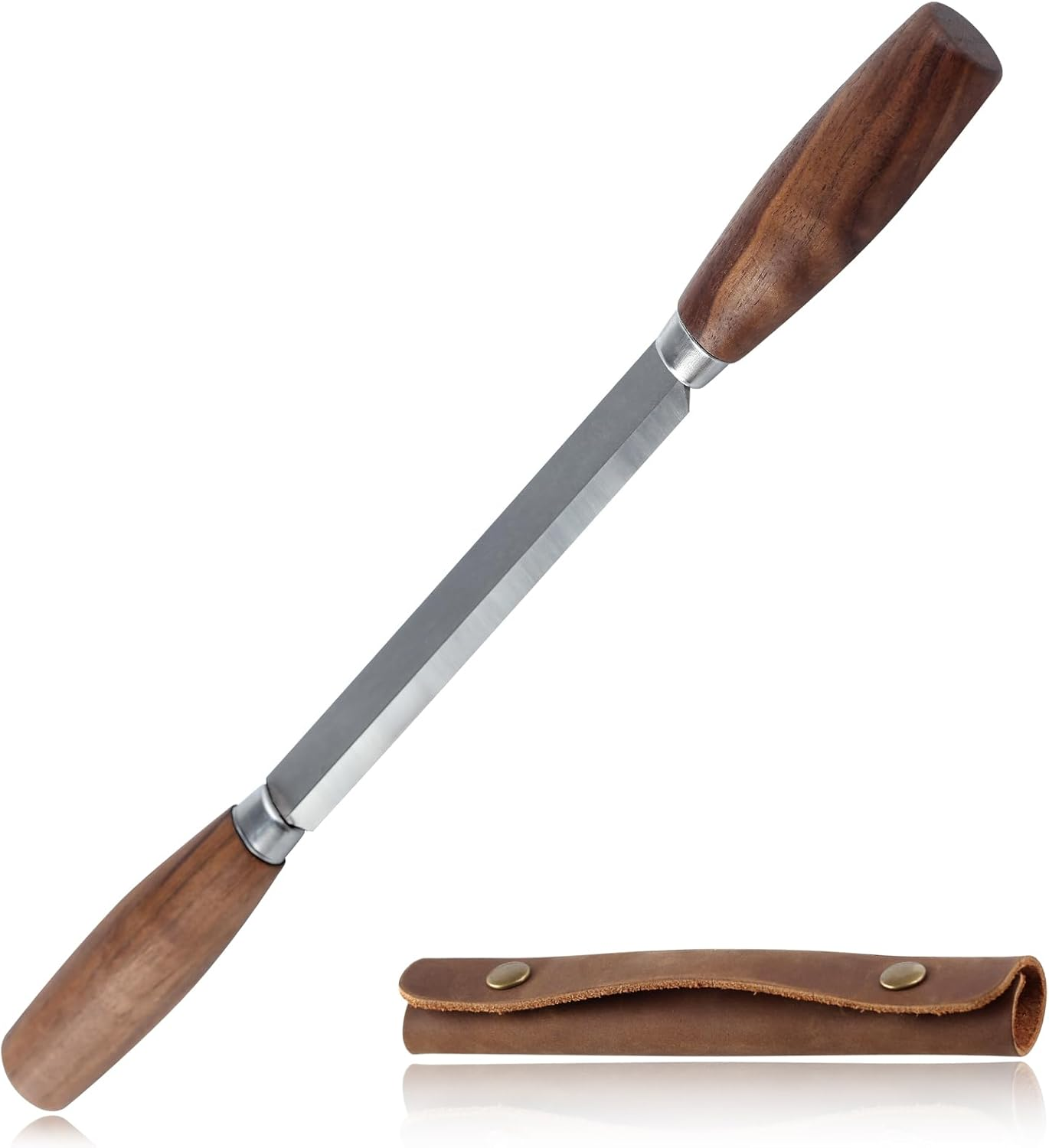 GOLD DEER Woodworking Tool 4.3" Drawknife SK5 Draw Knife with Leather Sheath Wood Carving Tools Wood Draw Knife Woodworking Whittling Tools Straight Shave Knife Woodworking Hand Tool image number 2