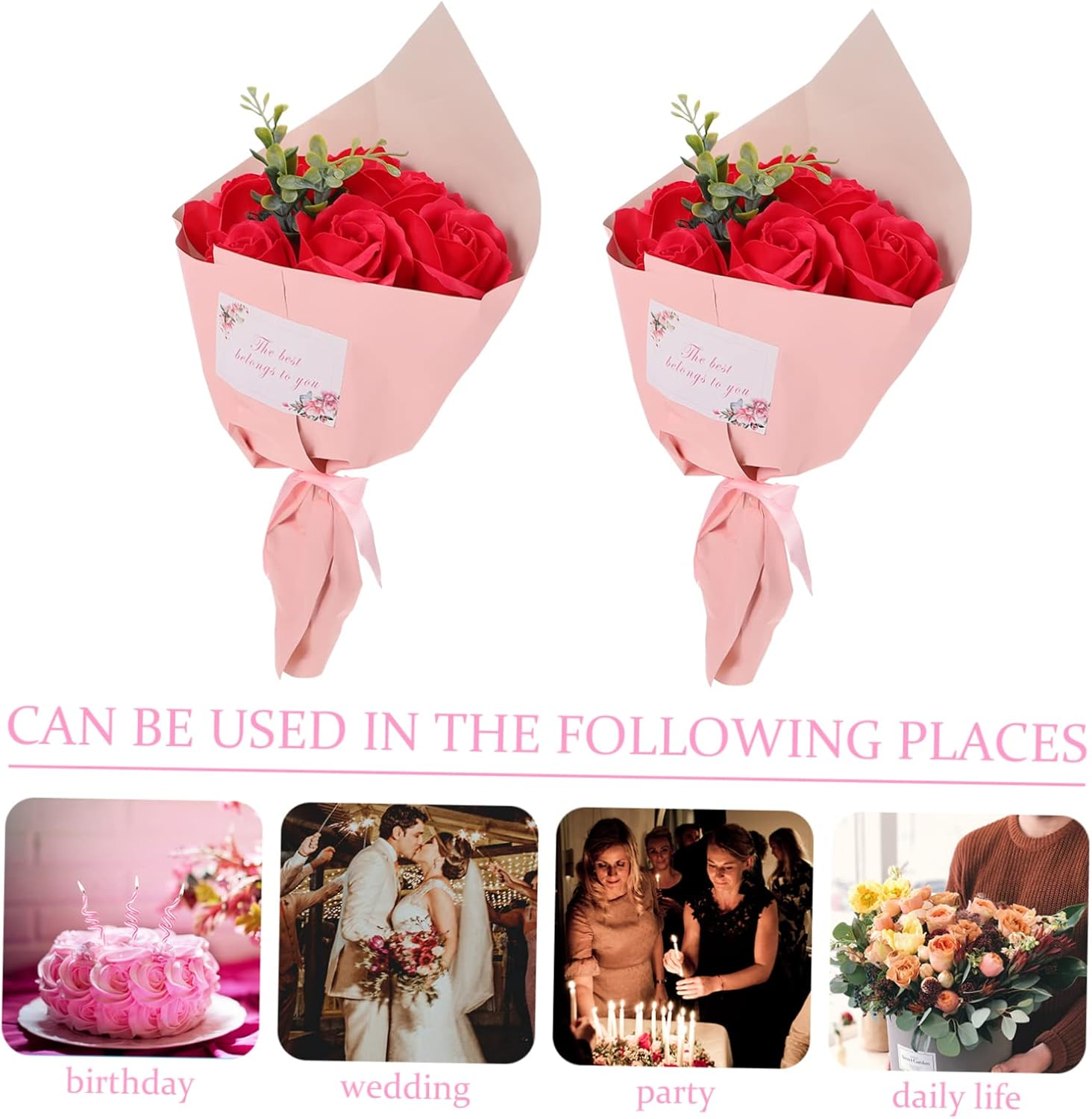 Cabilock 2Pcs Beautiful Soap Flowers Artifical Fake Flowers for Home Decor Valentine'S Day image number 3