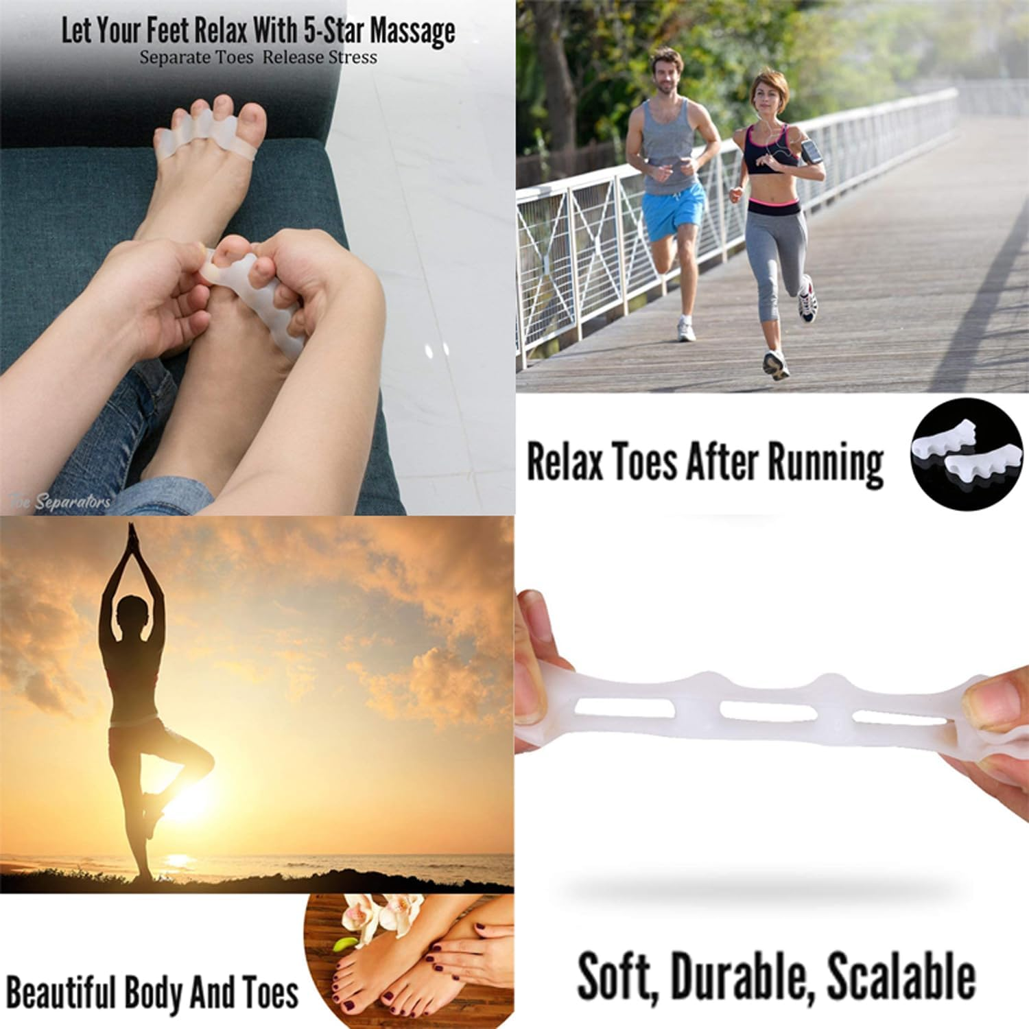 Silicone Toe Separators for Bunion Correction &ndash; Toe Spacers & Spreaders for Pain Relief &ndash; Unisex Comfort for Hammer Toes, Overlapping Toes (2Pair) image number 6