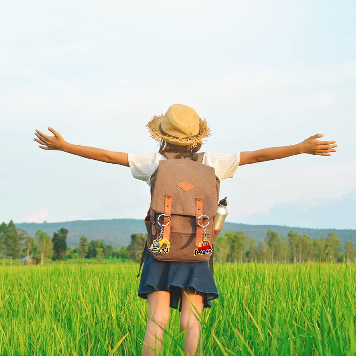 24 Pcs Construction Truck Keyring Keychain Pendant for Kid, Construction Birthday Party Favors Pendant Engineering Vehicle Theme Party Bag Filler, Construction Vehicles Party Favors Supply image number 3