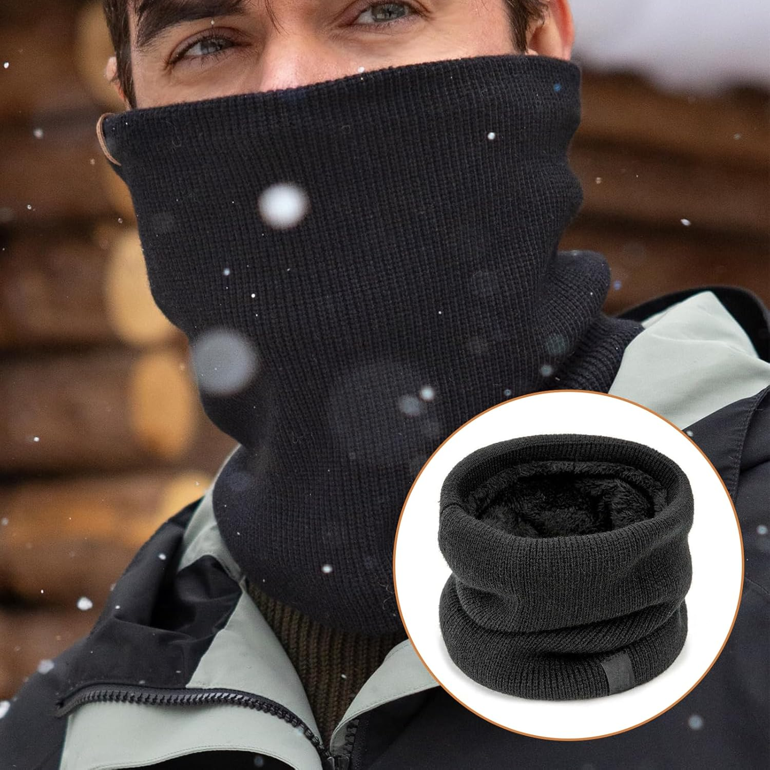 Jeyzuroa Neck Warmer Unisex Thermal& Gaiter - 4-Season Fleece Face Scarf for Men and Women, Windproof Cold Weather Snood with Thick Lined Protection, Multi-Functional Scarf Mask image number 5