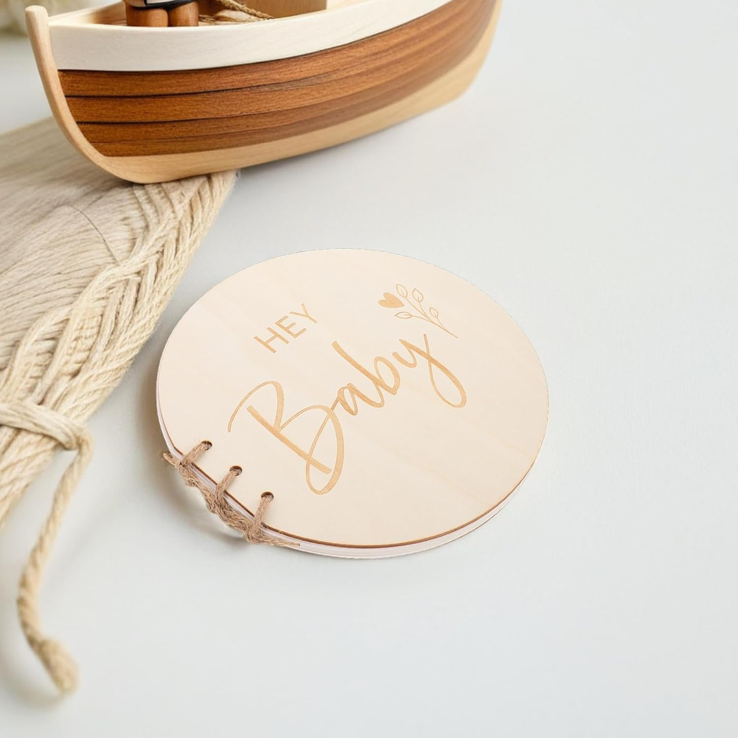 PLAFOPE Natural Wood Baby Shower Guest Books Baby Shower Sign-In Book, Blank Keepsake Memory Album for Party Celebrations image number 5