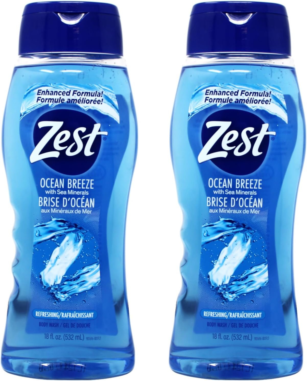 Zest Body Wash, Ocean Breeze, 18 Fl Oz (Pack of 2)
