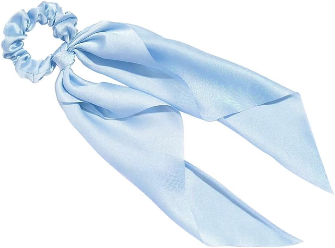 Orivin 6 Pcs Satin Bowknot Elastic Hair Bands Colorful Ribbon Scrunchies Ponytail Holder Sweet Hair Accessories for Women Girls image number 1