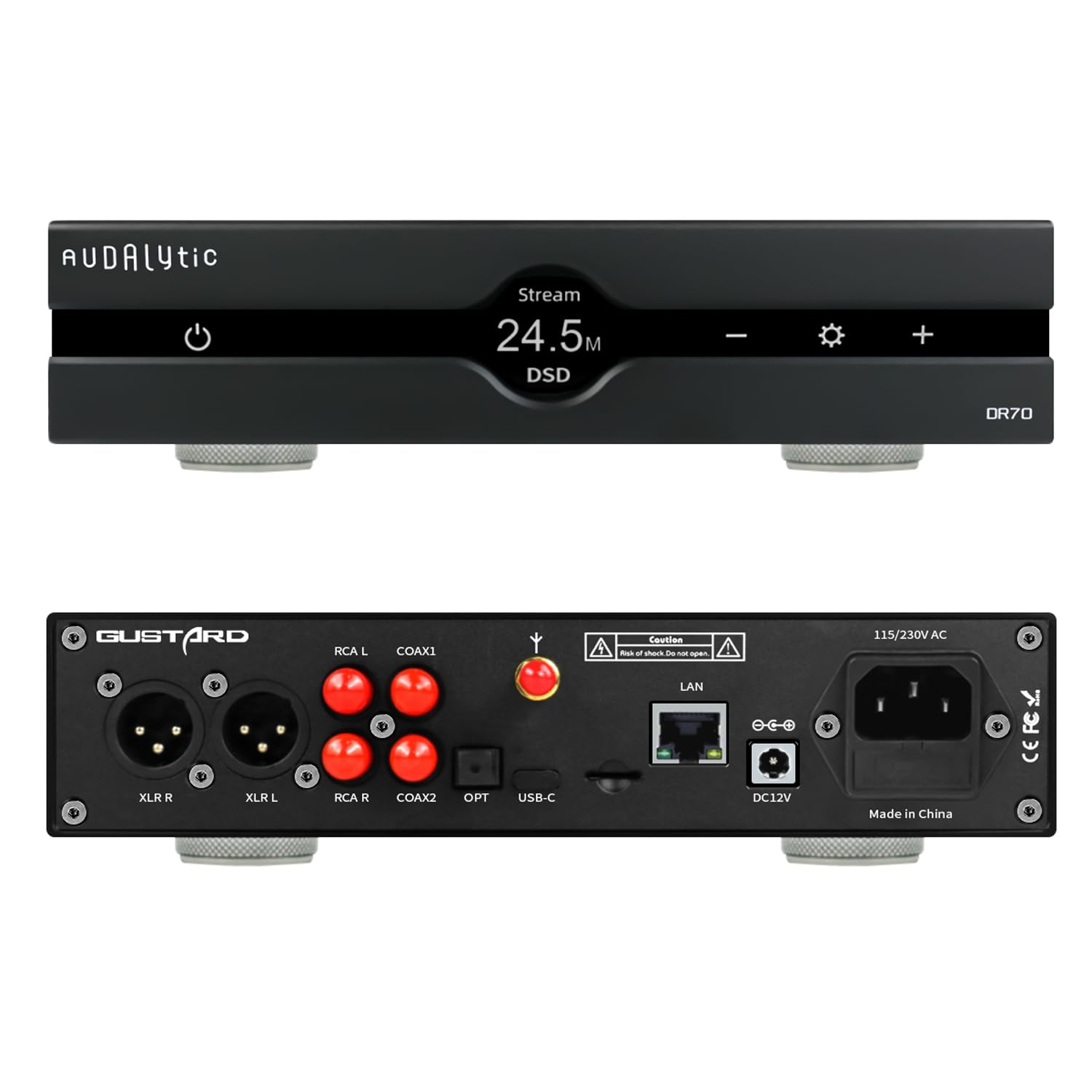 Gustard Audalytic DR70 Discrete R-2R DAC, Usb-C/Coaxial X2/Optical/Lan to RCA/XLR R2R Dacs, Native 1-Bit DSD Full Balnaced Digital-Analog Converter, Home Audio Network Streaming Decoder (Silver)