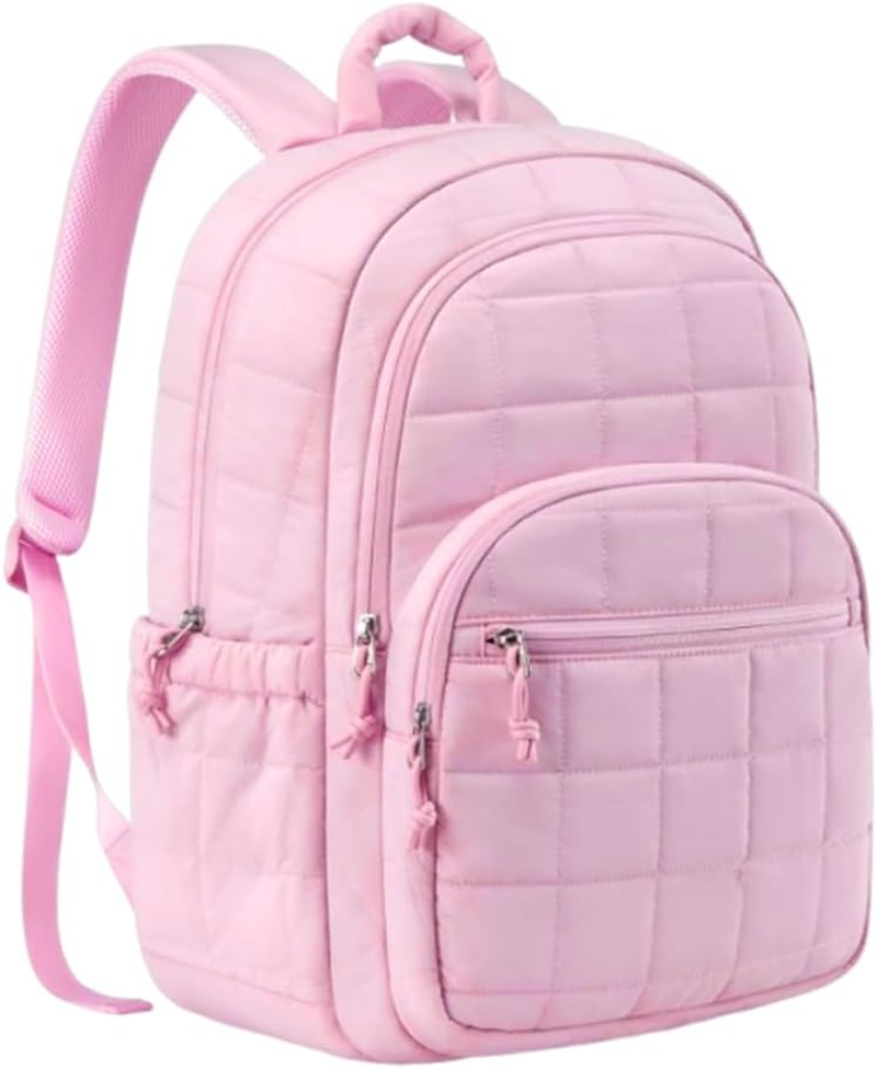 Travel Backpack for Women Work Backpack Quilted Laptop Backpacks Cute Casual Daypack for 15.6 Inch Laptop, Puffer Laptop Bag