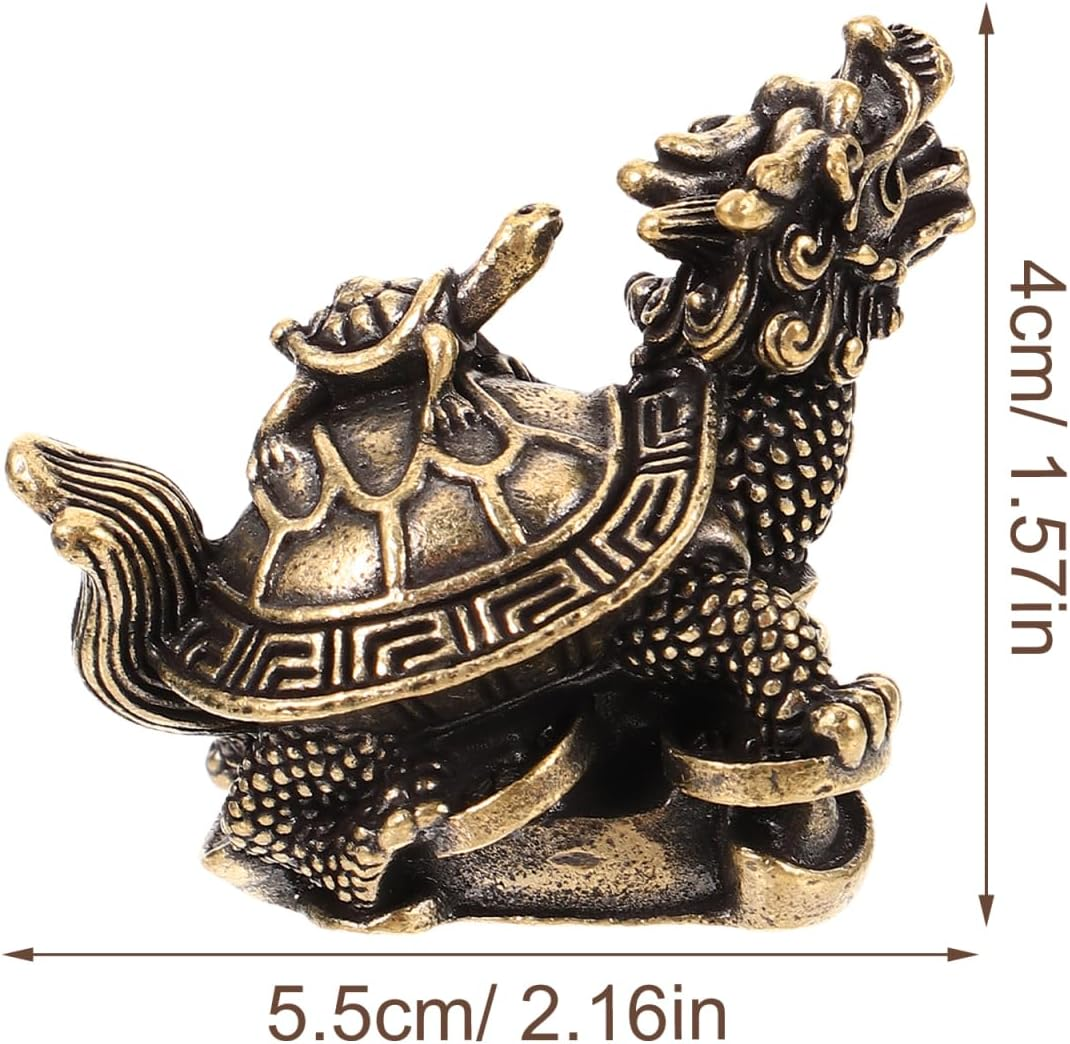 MUSISALY Copper Dragon Turtle Figurine Retro Design Desktop Decor for Home Office Metal Craft Ornament with Fine Workmanship Unique Feng Shui Decoration