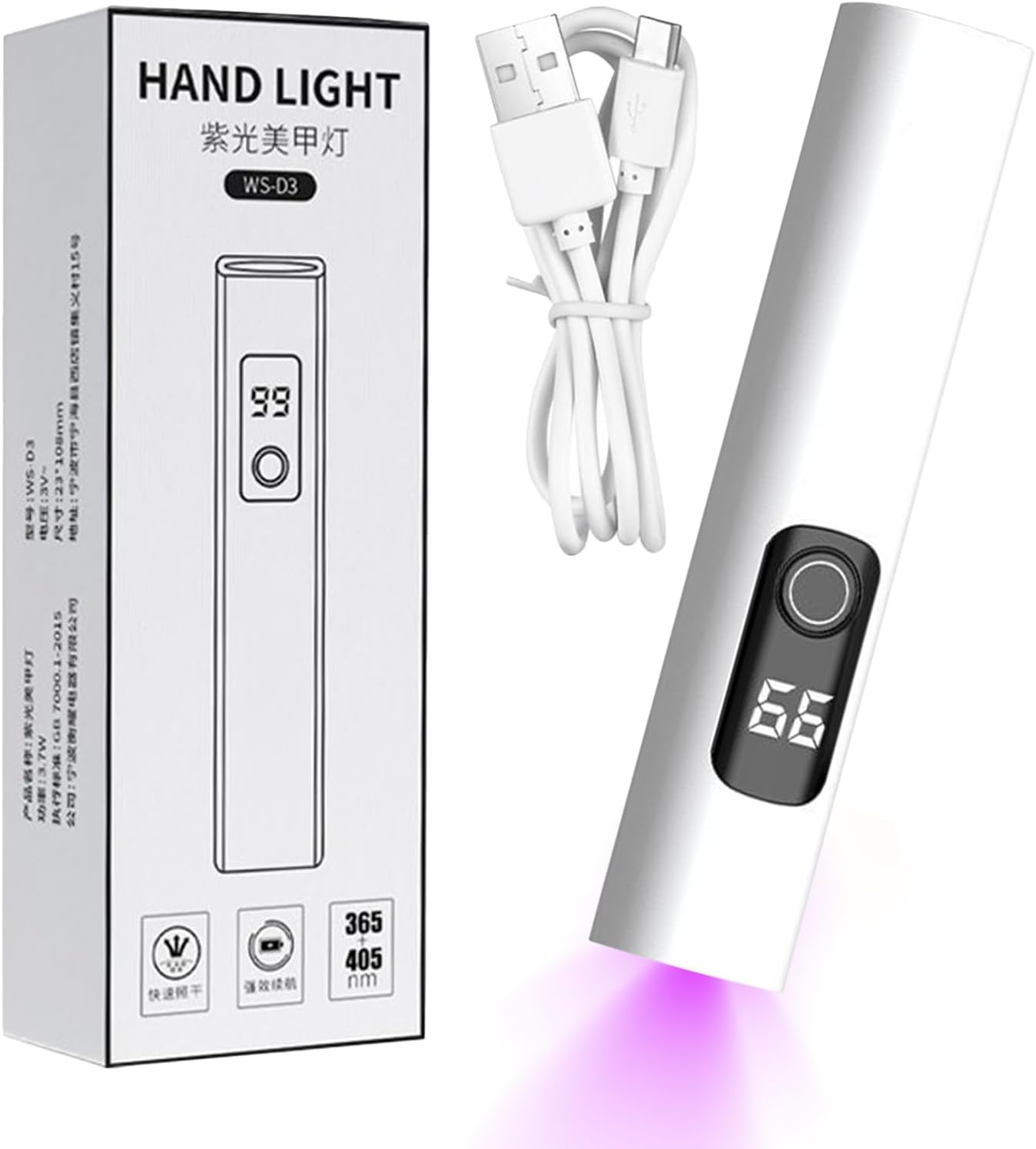 Zunishaone Mini UV Nail Lamp | USB Rechargeable Nail Dryer | Portable LED Digital Display Lamp with 2 Timer Modes for Manicure Pedicure Studio Home Travel Camping image number 6