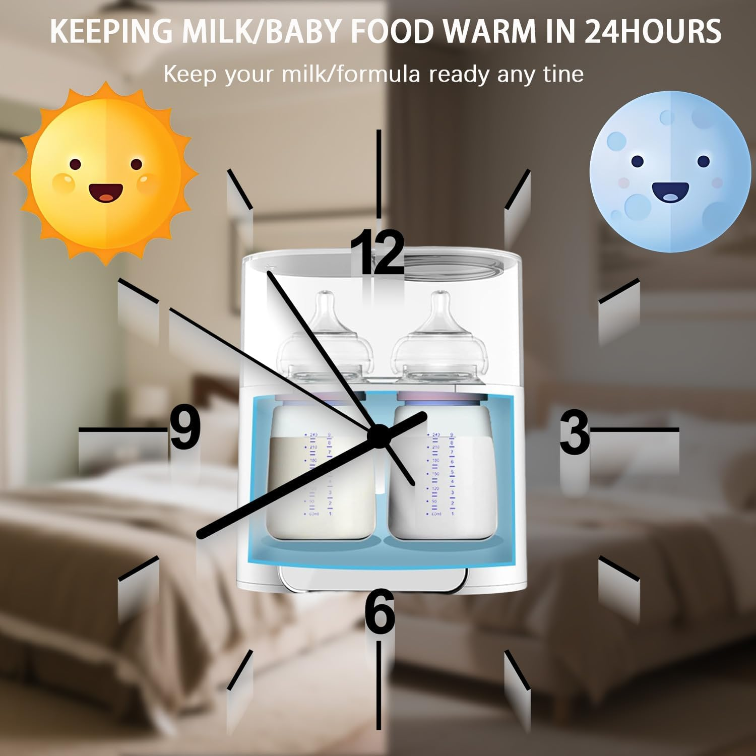 Baby Bottle Warmer 9-In-1 Multifuntion Breast Milk Warmer, Fast Baby Food Heater and Defrost Warmer with Timer for Twins, LCD Display Accurate Temperature Adjustment, 24H Constant Mode image number 1