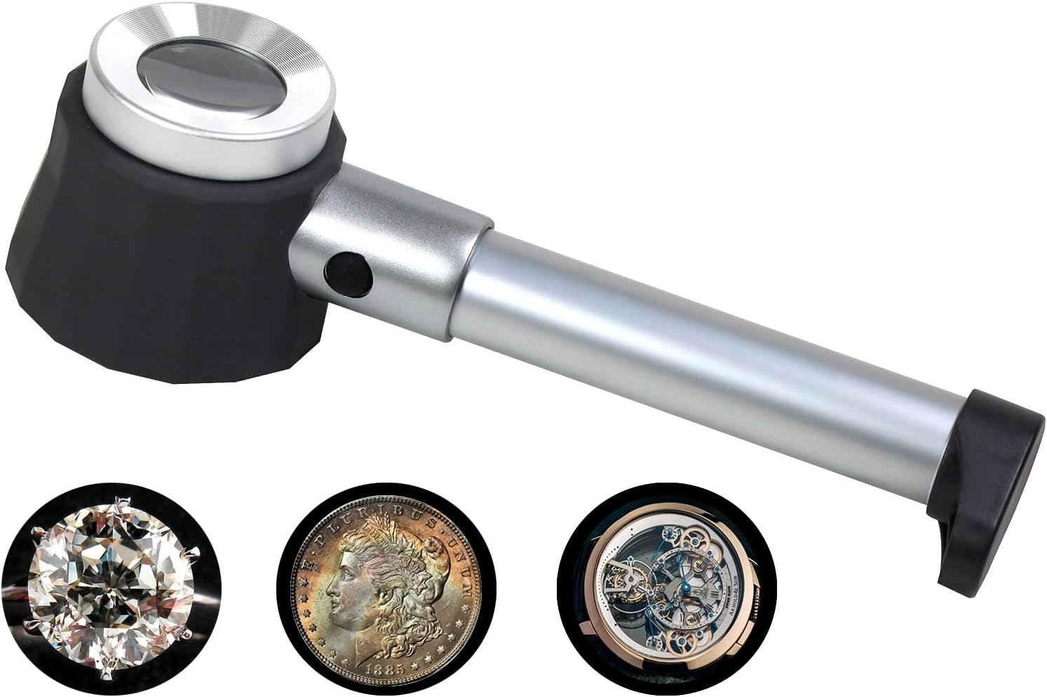 Magnifying Glass 45X, Stainless Steel Folding Magnifying Glass Jeweller Magnifying Glass Jewellery Magnifying Glass for Coins Magnifying Glass Stamps image number 2