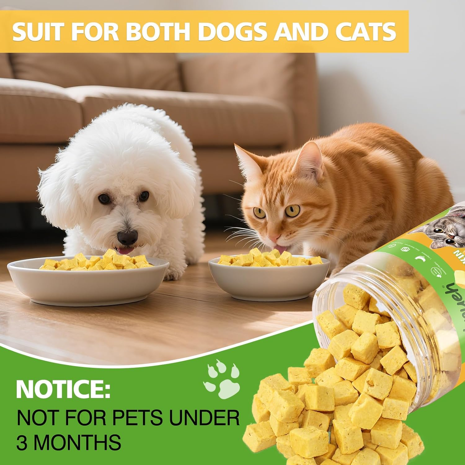 Freeze Dried Pumpkin and Chicken for Dogs and Cats, 100% Pumpkin and Chicken, Natural Treats for Digestion Health, Healthy Food Topper image number 2