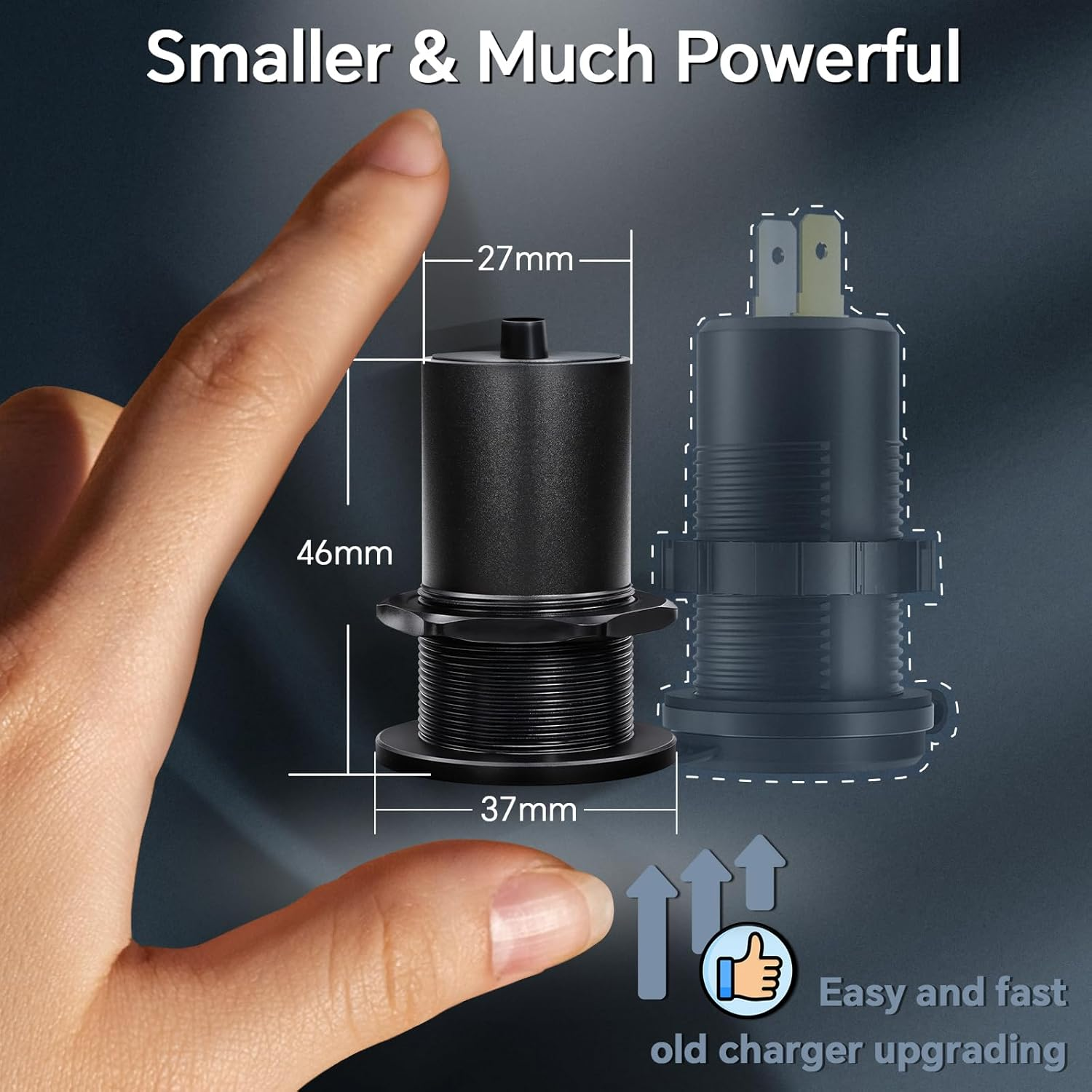 USB Socket 12V Aluminum, Dual Port 18W QC3.0 USB-A & 30W PD3.0 USB-C for RV Camper Van Caravan Boat Trailer Truck Car Yacht image number 5