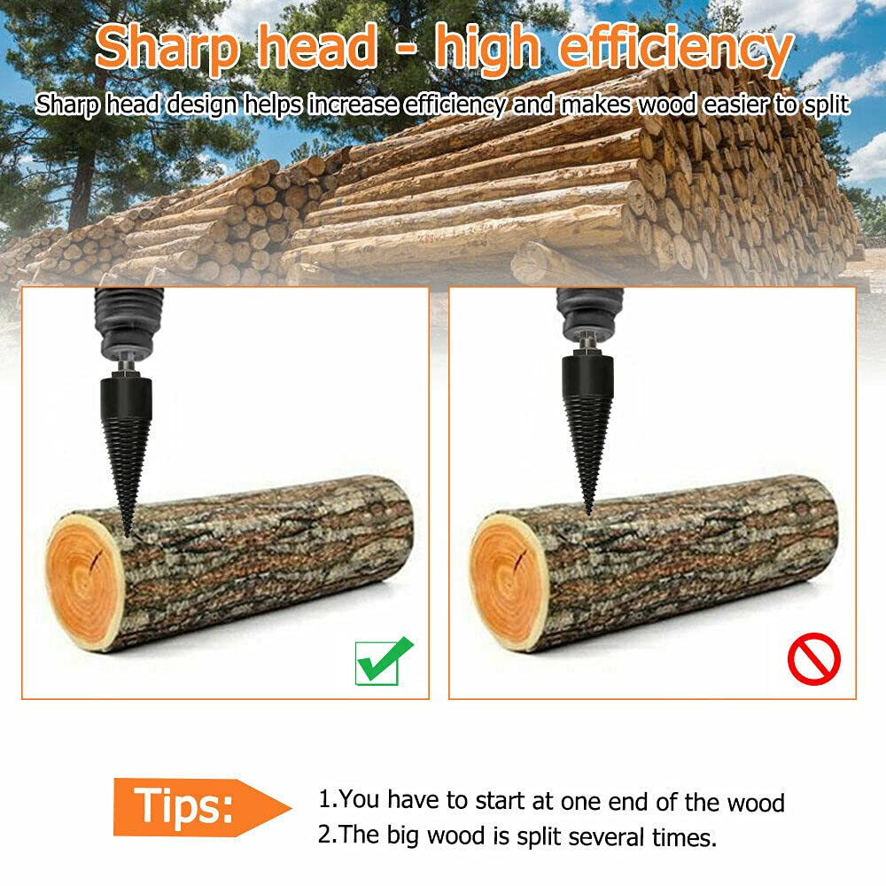High Speed Twist Firewood Drill Bit Wood Splitter Screw Splitting Cone Driver (42Mm Hex Shank) image number 1