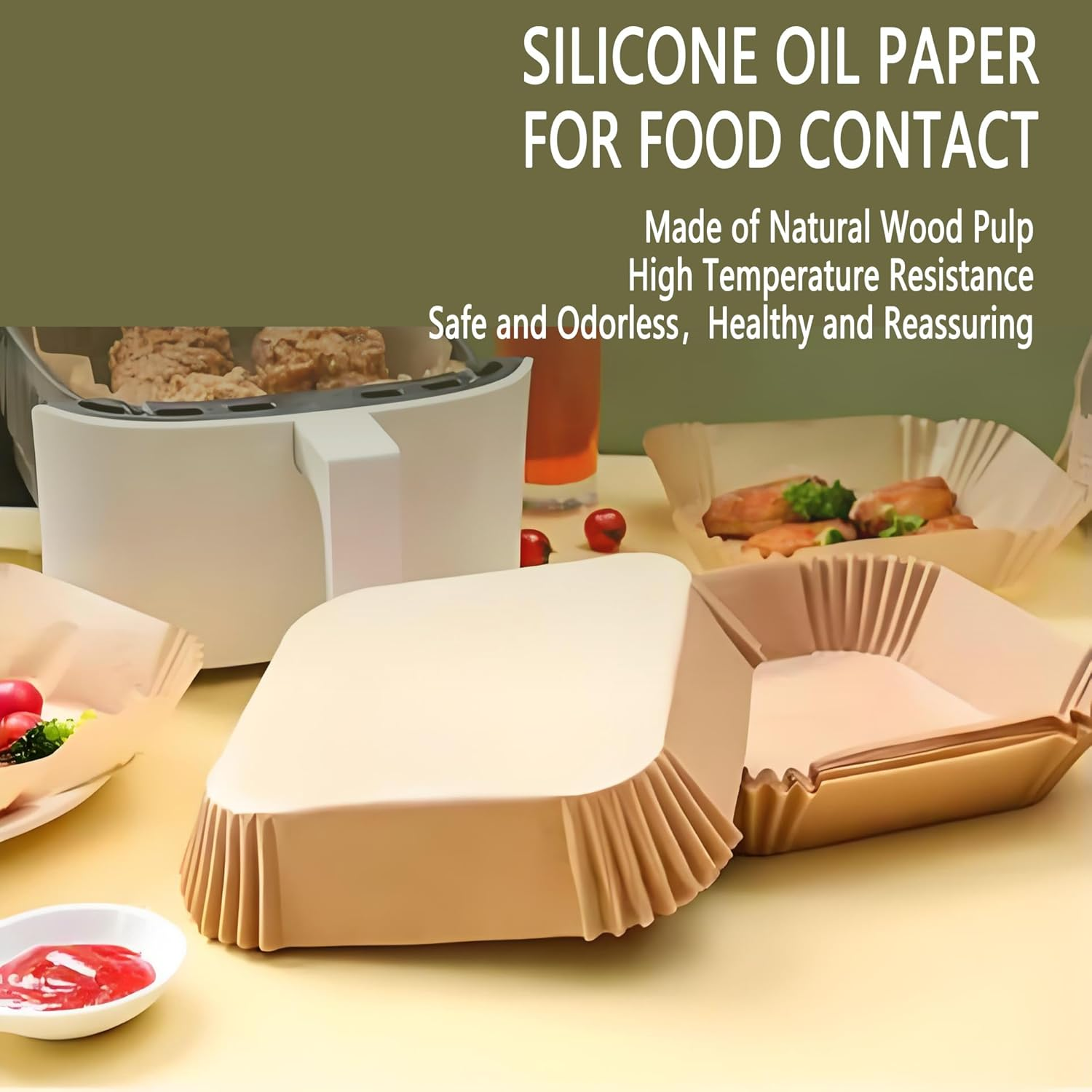 100 Pack Air Fryer Liners - Disposable Baking Paper for Philips, Ninja & Instant Pot Air Fryers | Heat-Resistant & Non-Stick image number 2