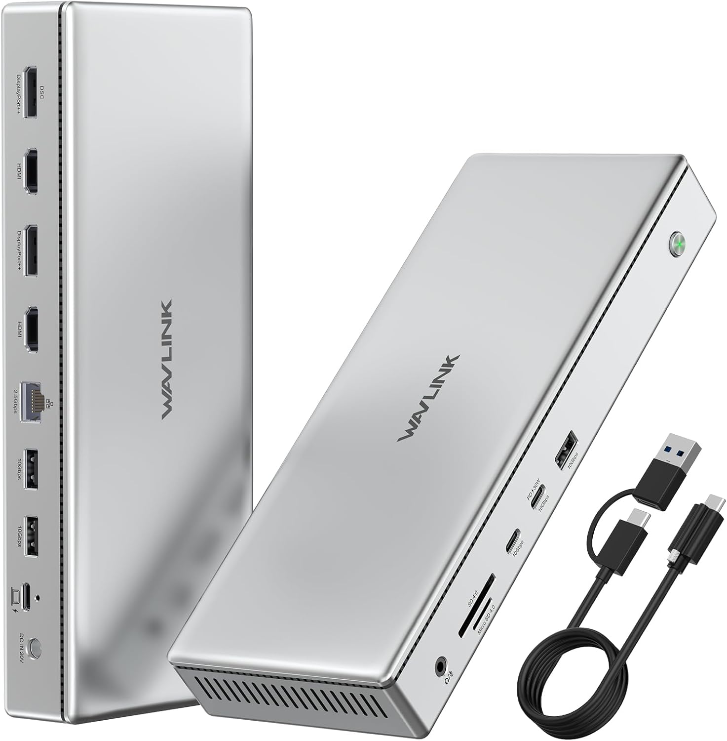 WAVLINK Global First DL7400 10K USB C Premium Docking Station, Dual 8K@60Hz,Quad 4K@60Hz for M1/M2/M3 Mac&Windows, 15 in 1 Laptop Dock with 100W Charging,2Xdp(1.4)&2Xhdmi2.0,Usb 3.2-A/C,USB-C(PD 30W)