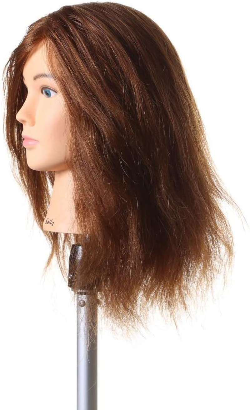 Kelly Brown 100% Real Indian Remy Hair Mannequin TAFE #8 16&rdquo; 40Cm Real Hair Cosmetology Mannequin Head Hair Styling Hairdressing Practice Training Doll Heads image number 3