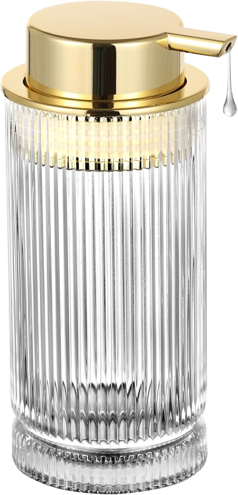 LEICURACE Glass Liquid Soap Dispenser, Refillable Liquid Dispenser with Gold Pump, Hand Soap Dispenser for Bathroom Kitchen, Modern Home Bathroom Decor （Liquid Type/Gold） A031-004-AU