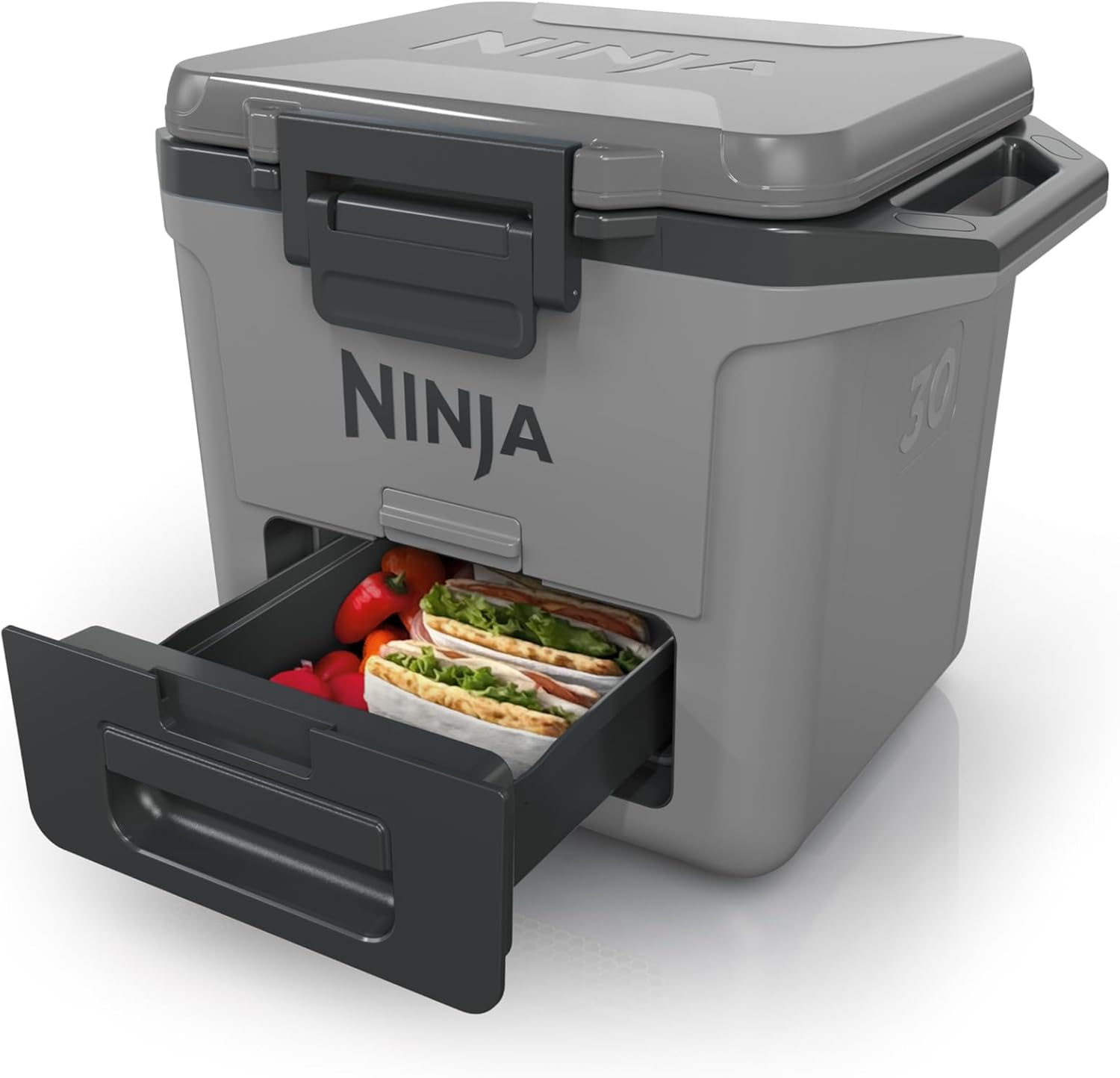 Ninja Frostvault Hard Cooler with Integrated Dry Storage Drawer, 28 Litre Capacity, Fits up to 48 Cans, FB131GYANZ, Grey image number 6
