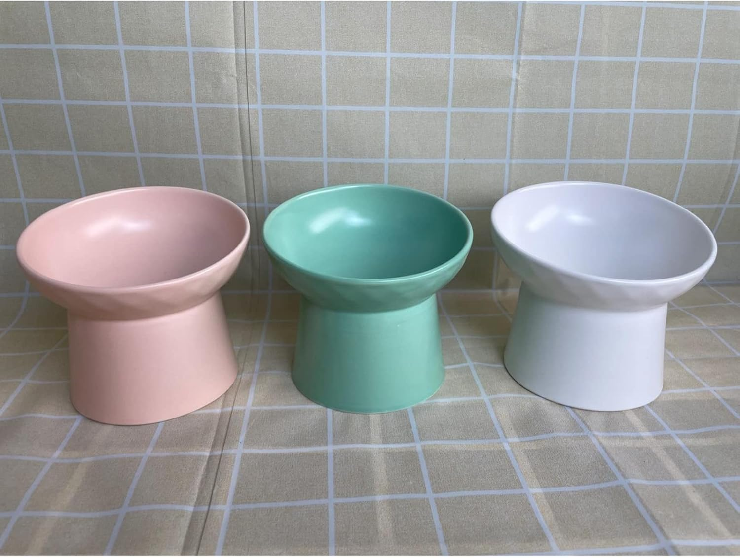 Pet Bowl Ceramic Double Bowl Anti-Spill High Bowl Dog Bowl Cat Bowl Cat Water Bowl for Flat Faced Cats,Small Dogs,Protects Pets Spine,-Random Color-1Pc,Random Color-1Pc image number 2