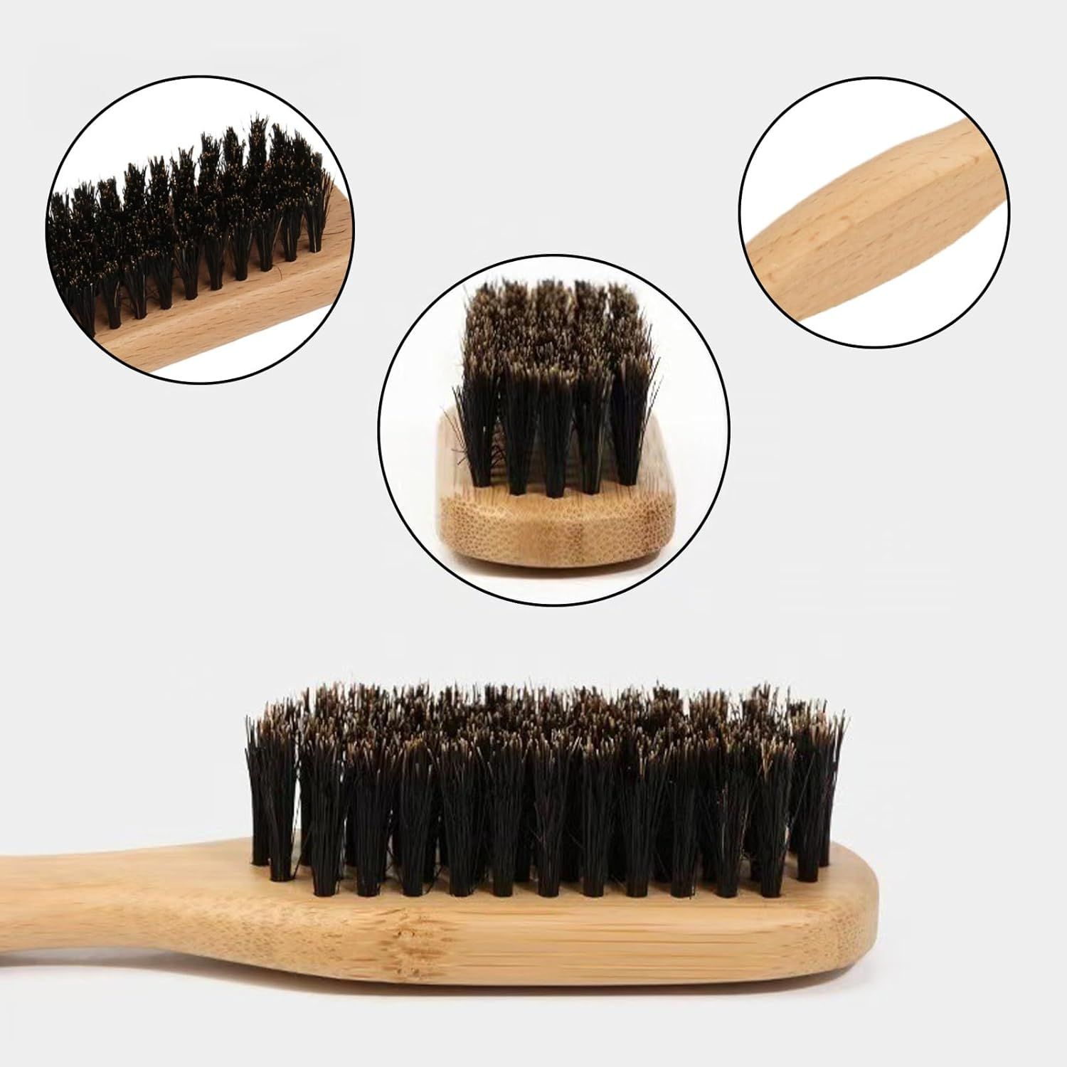 1 Hair Brush, Anti-Static Smooth Back Brush, Natural Boar Bristle Hair Brush, Suitable for Men and Women, Hair and Beard Styling