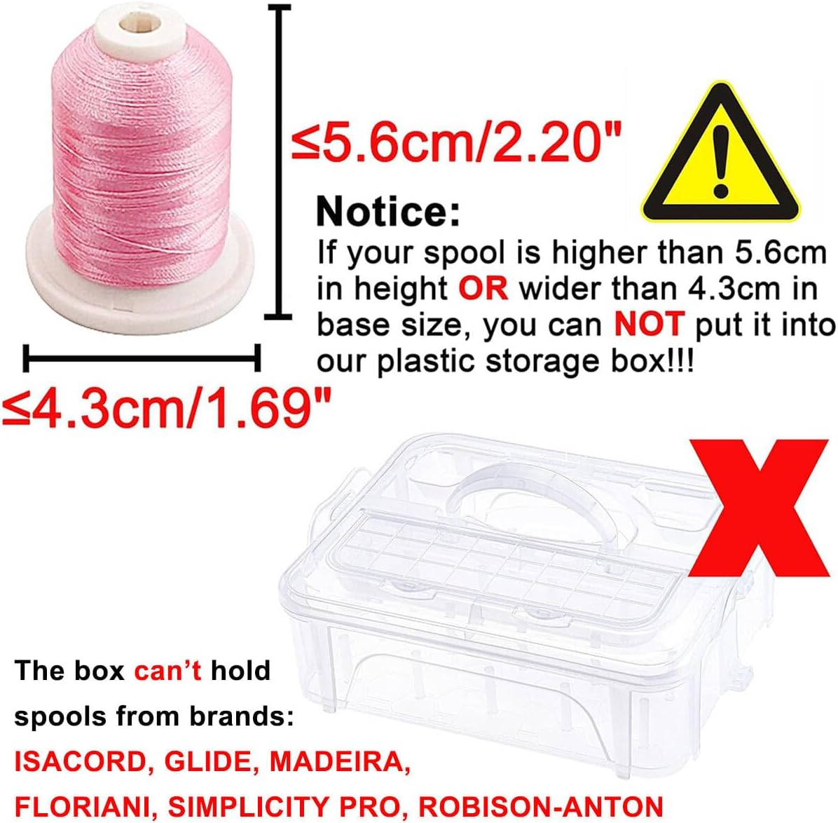 New Brothread 4 Layers Stackable Clear Storage Box/Organizer for Holding 80 Spools Home Embroidery & Sewing Thread and Other Embroidery Sewing Crafts (Spool Size Requirement: H&le;2.2"; W&le;1.69") image number 5